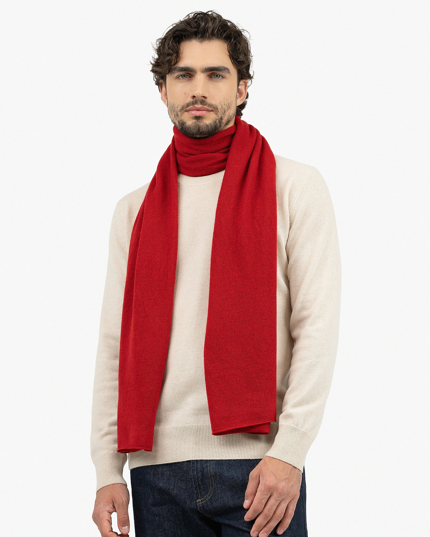 Men's Essential Maxi Scarf - Red Cashmere