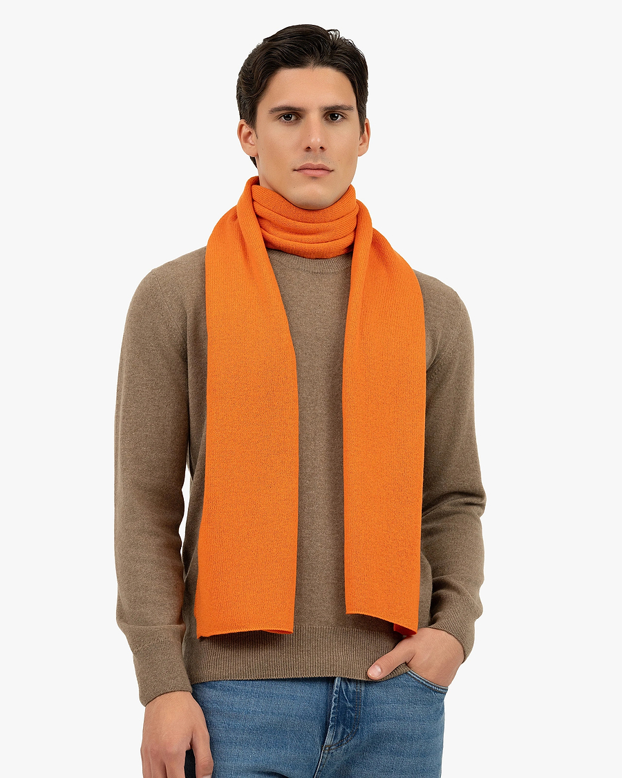 Men's Essential Maxi Scarf - Orange Cashmere