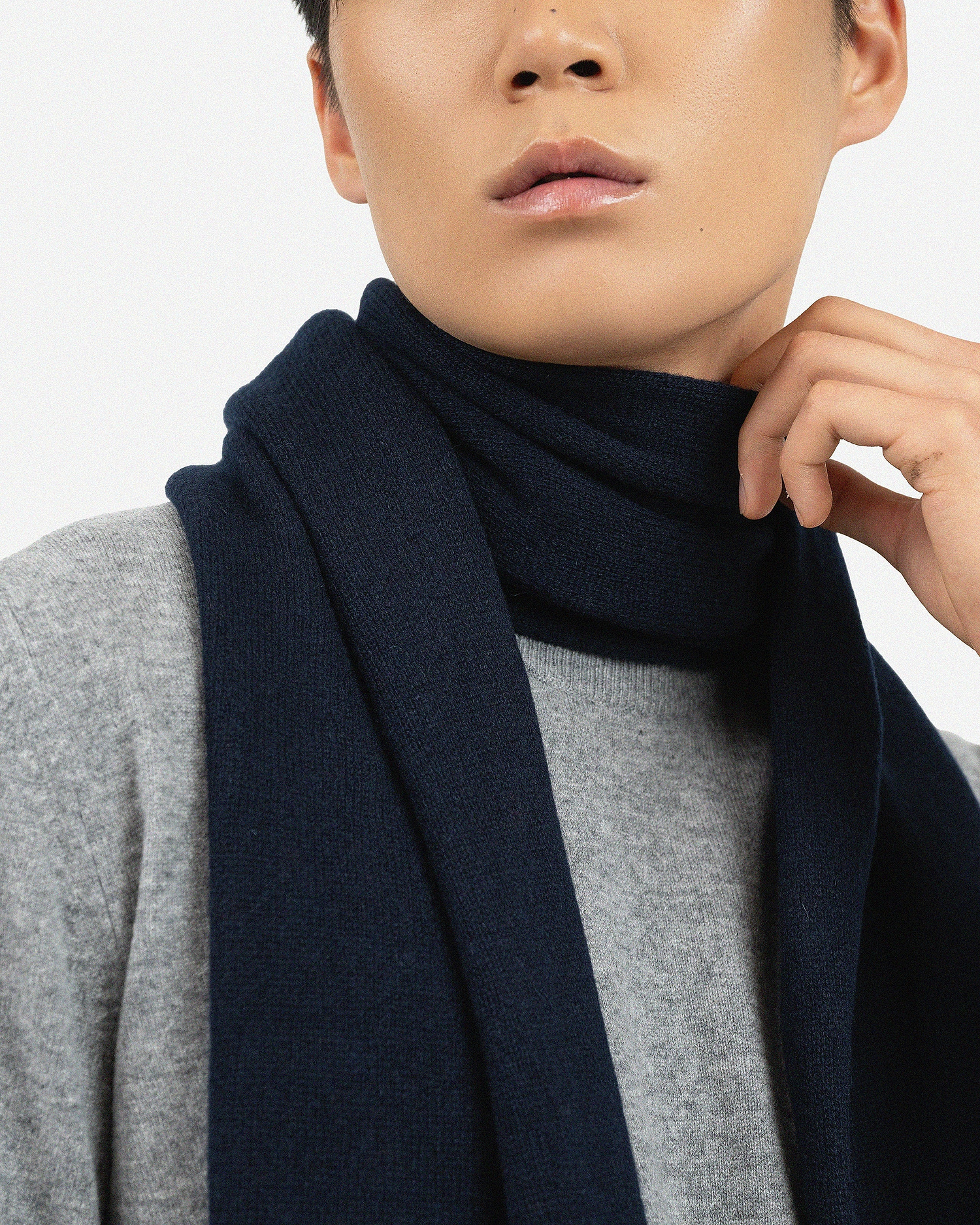 Men's Essential Maxi Scarf - Night Blue Cashmere