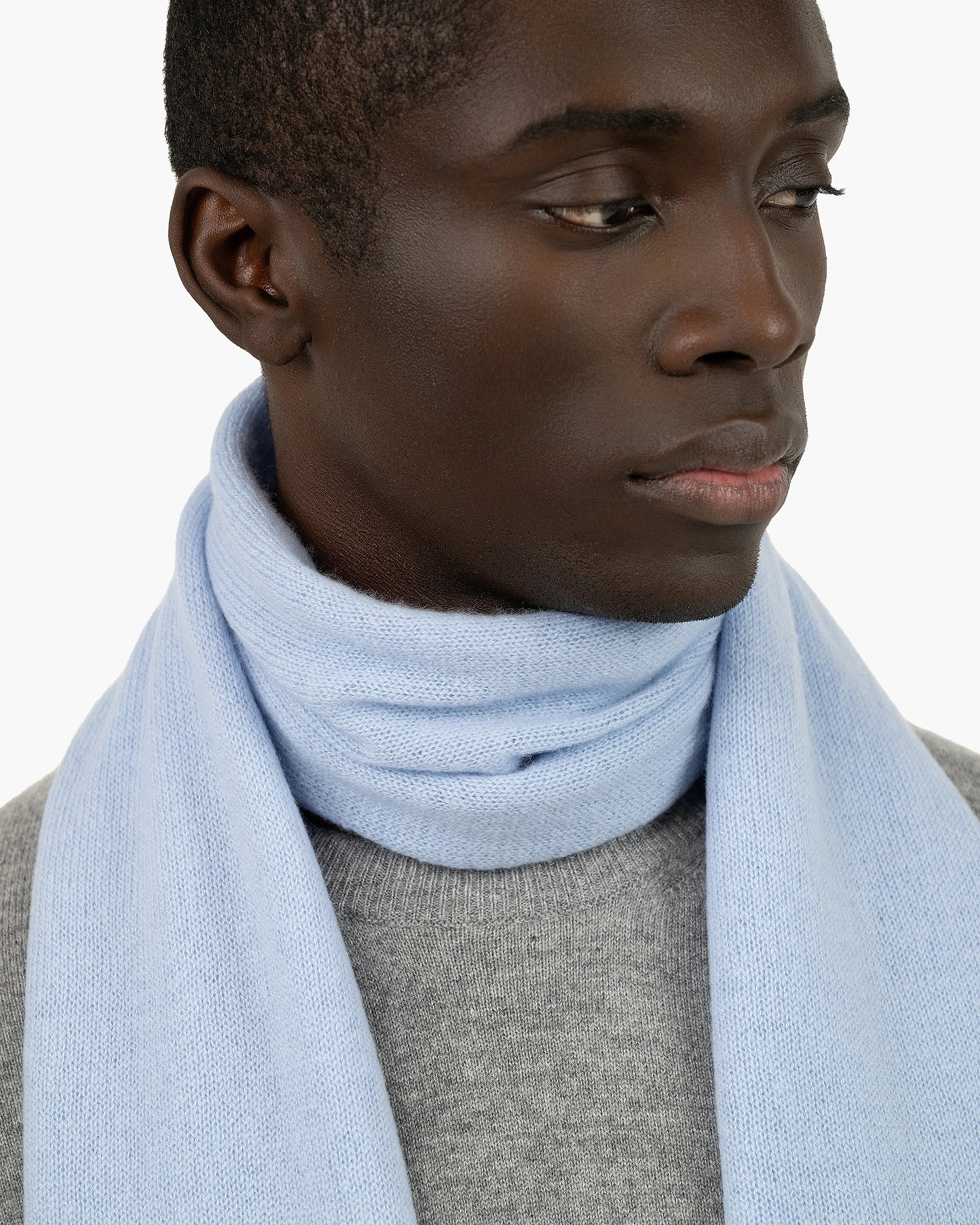 Men's Essential Maxi Scarf - Light Blue Cashmere