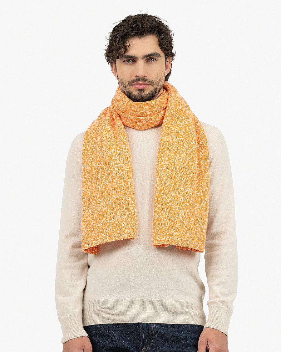 Men's Mouliné Maxi Scarf - Orange Lana / Cashmere