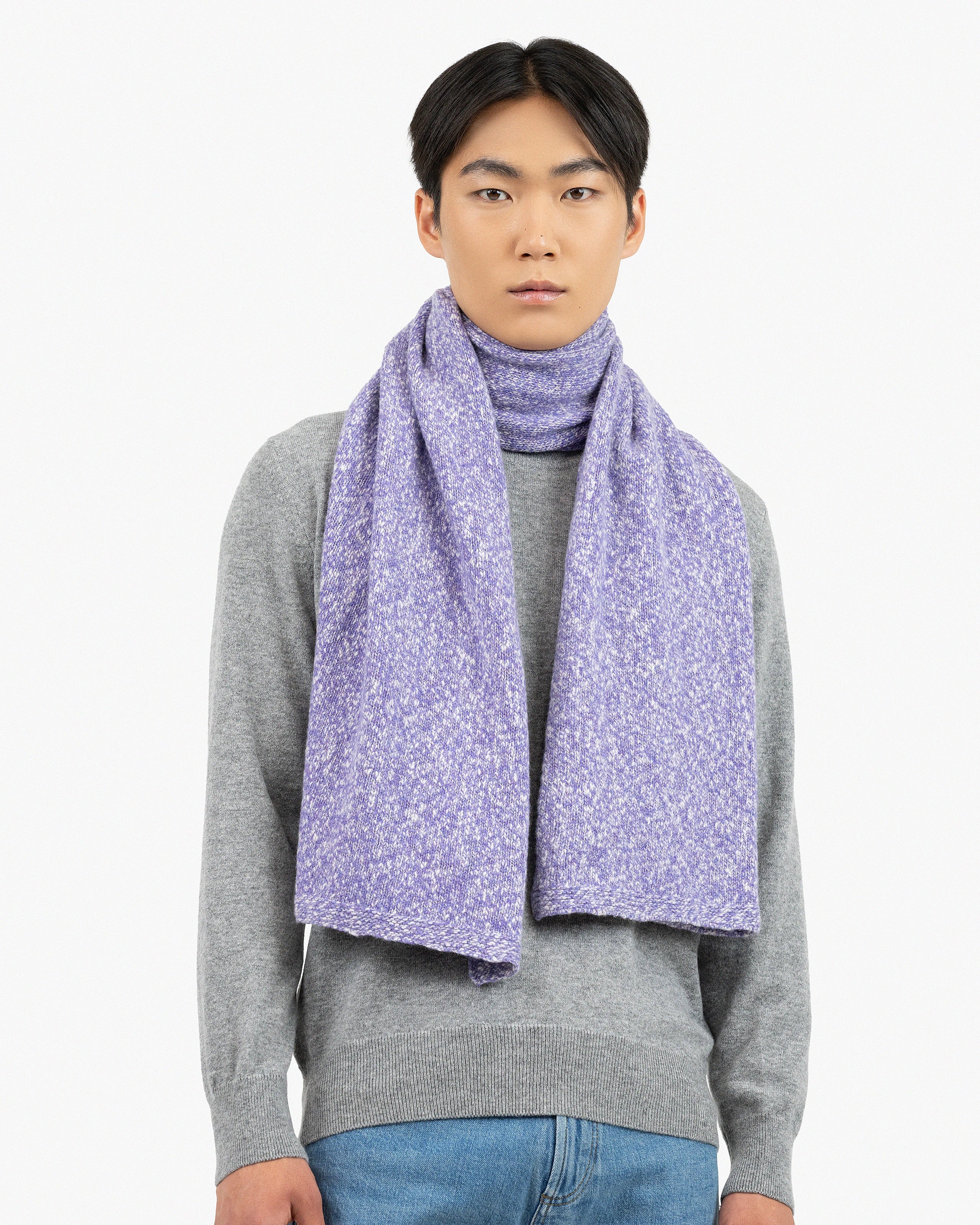 Men's Mouliné Maxi Scarf - Purple Lana / Cashmere