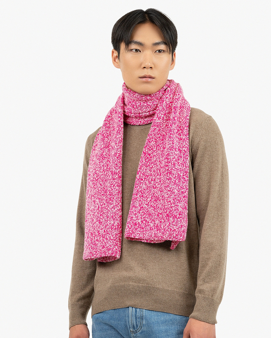 Men's Mouliné Maxi Scarf - Fuchsia Lana / Cashmere