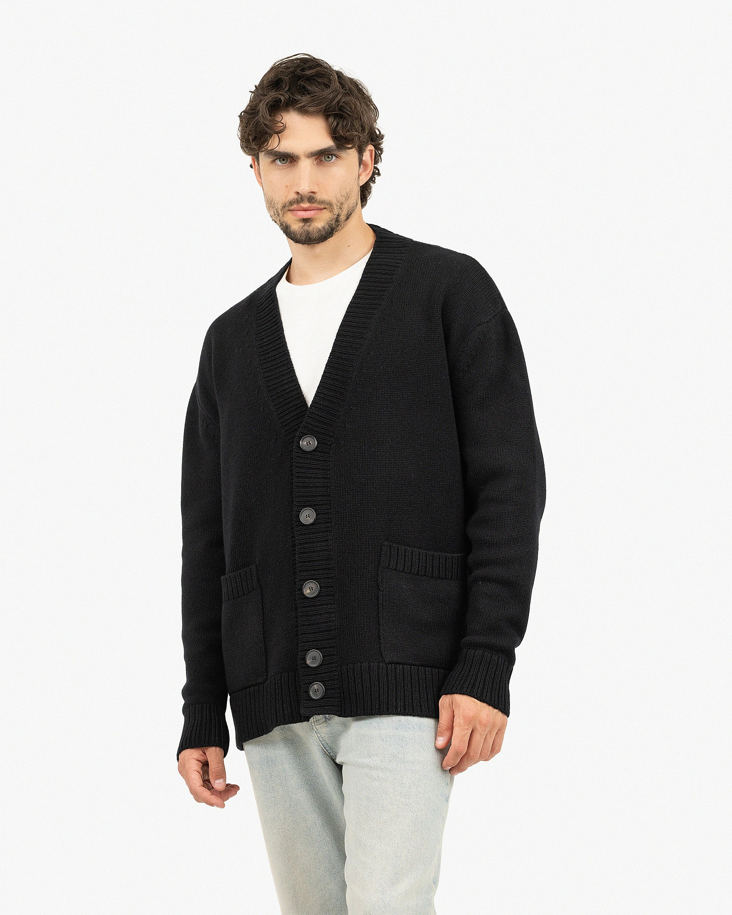 Men's Moritz Maxi Cardigan - Black Merino