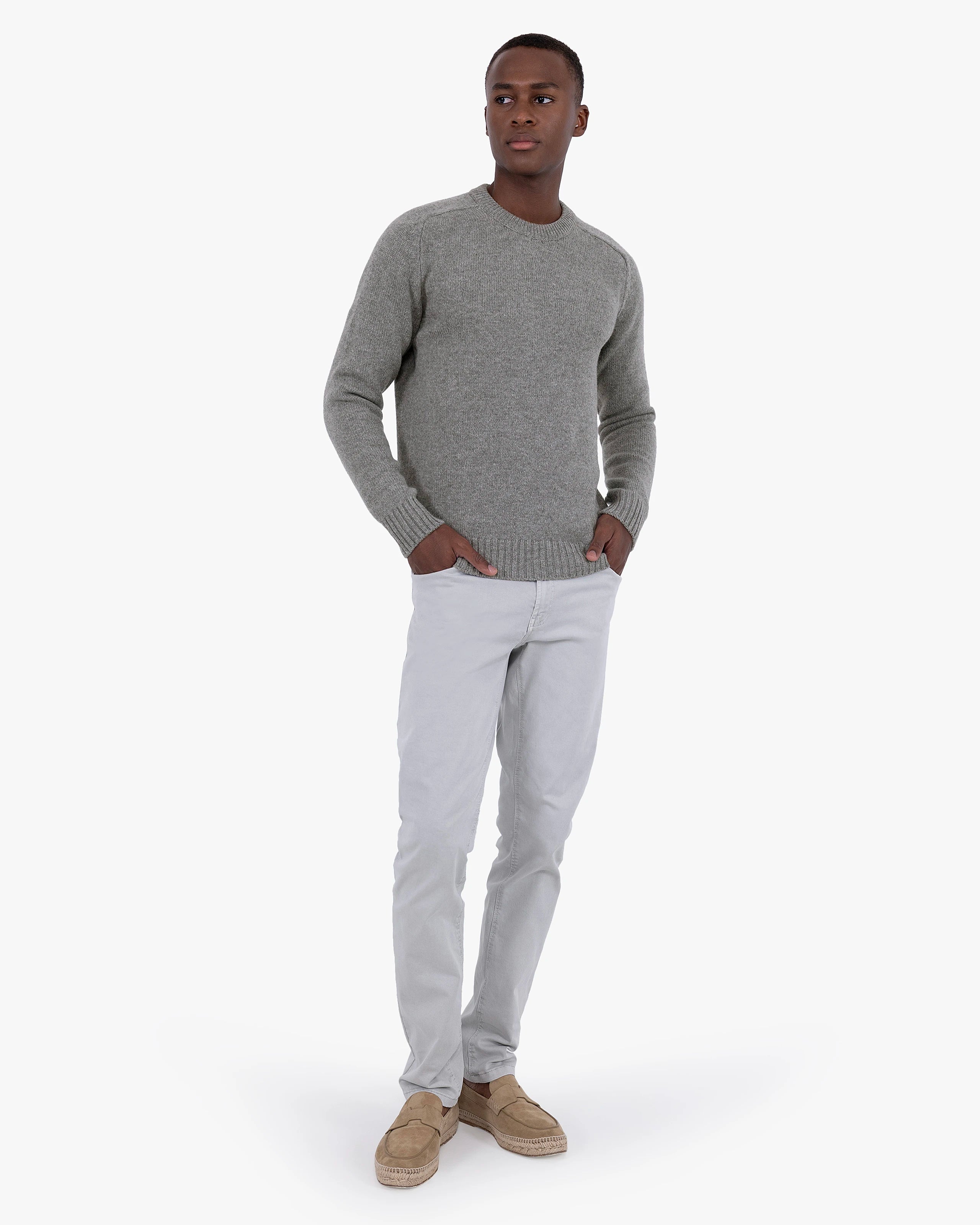 Men's Moritz Merino Crew Neck Jumper - Grey | MaisonCashmere