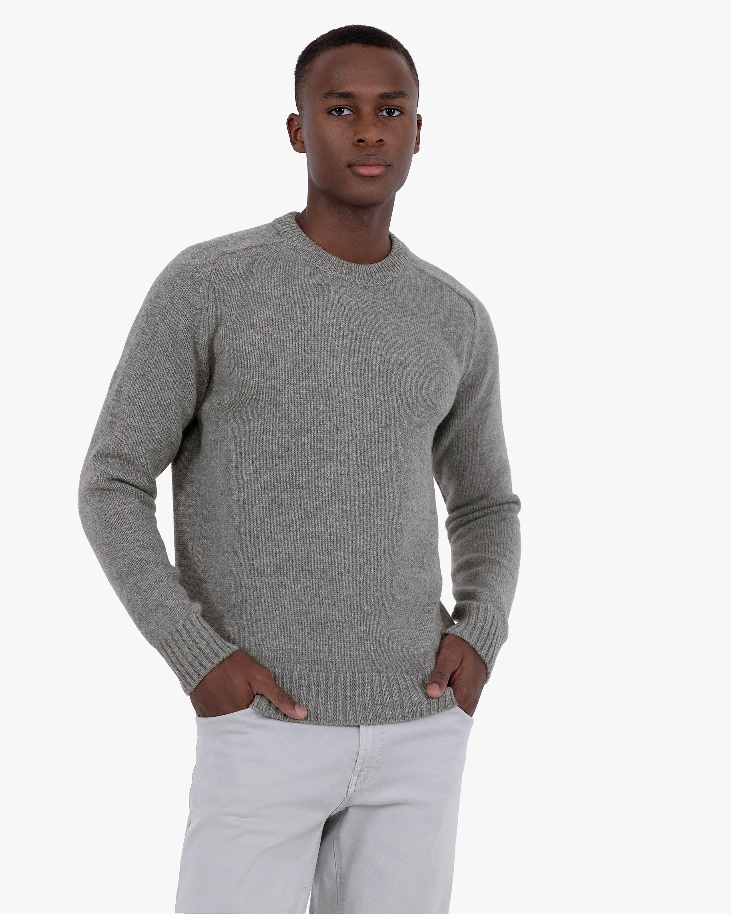 Men's Moritz Merino Crew Neck Jumper - Grey | MaisonCashmere