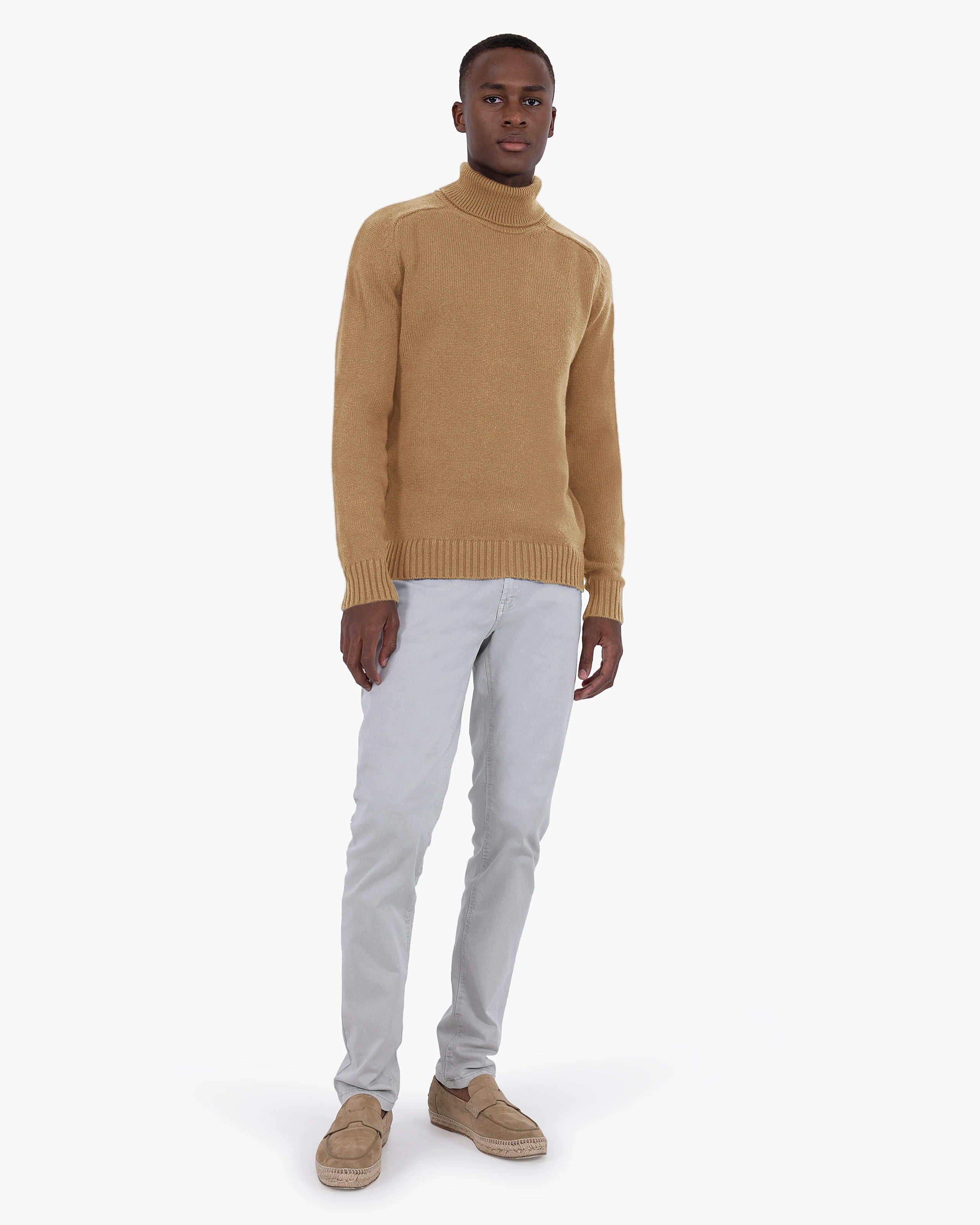 Men's Moritz Merino Turtleneck Sweater - Hazelnut | MaisonCashmere
