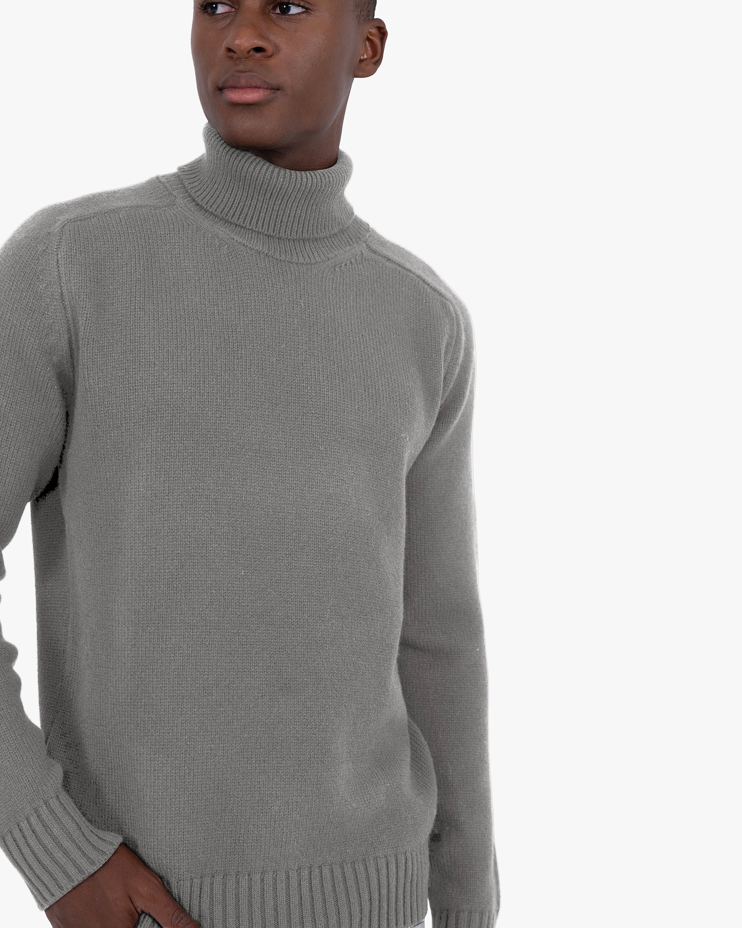 Men's Moritz Merino Turtleneck Sweater - Grey | MaisonCashmere