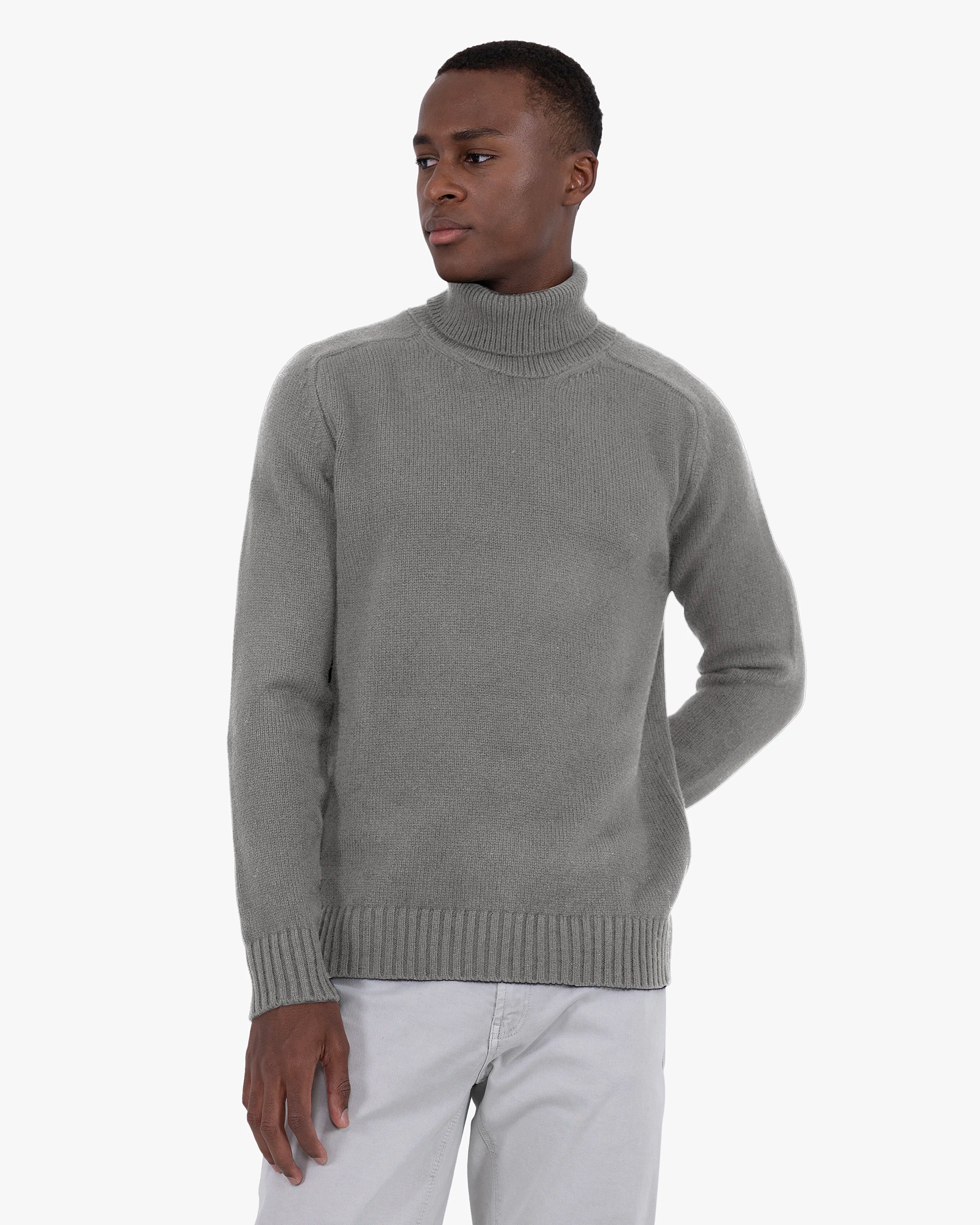 Men's Moritz Merino Turtleneck Sweater - Grey | MaisonCashmere