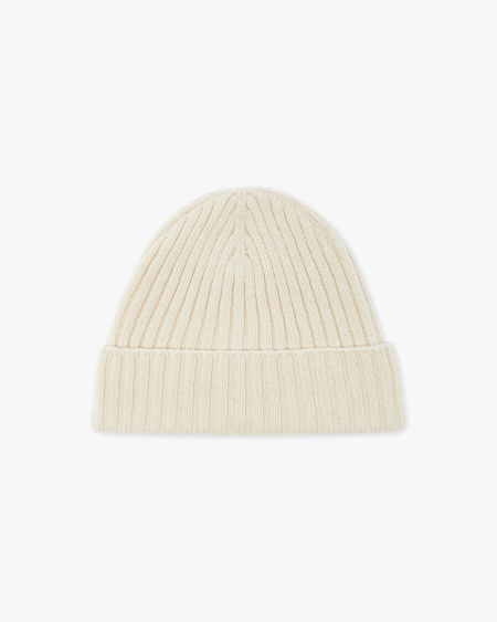 Men's Ribbed Hat - White Cashmere