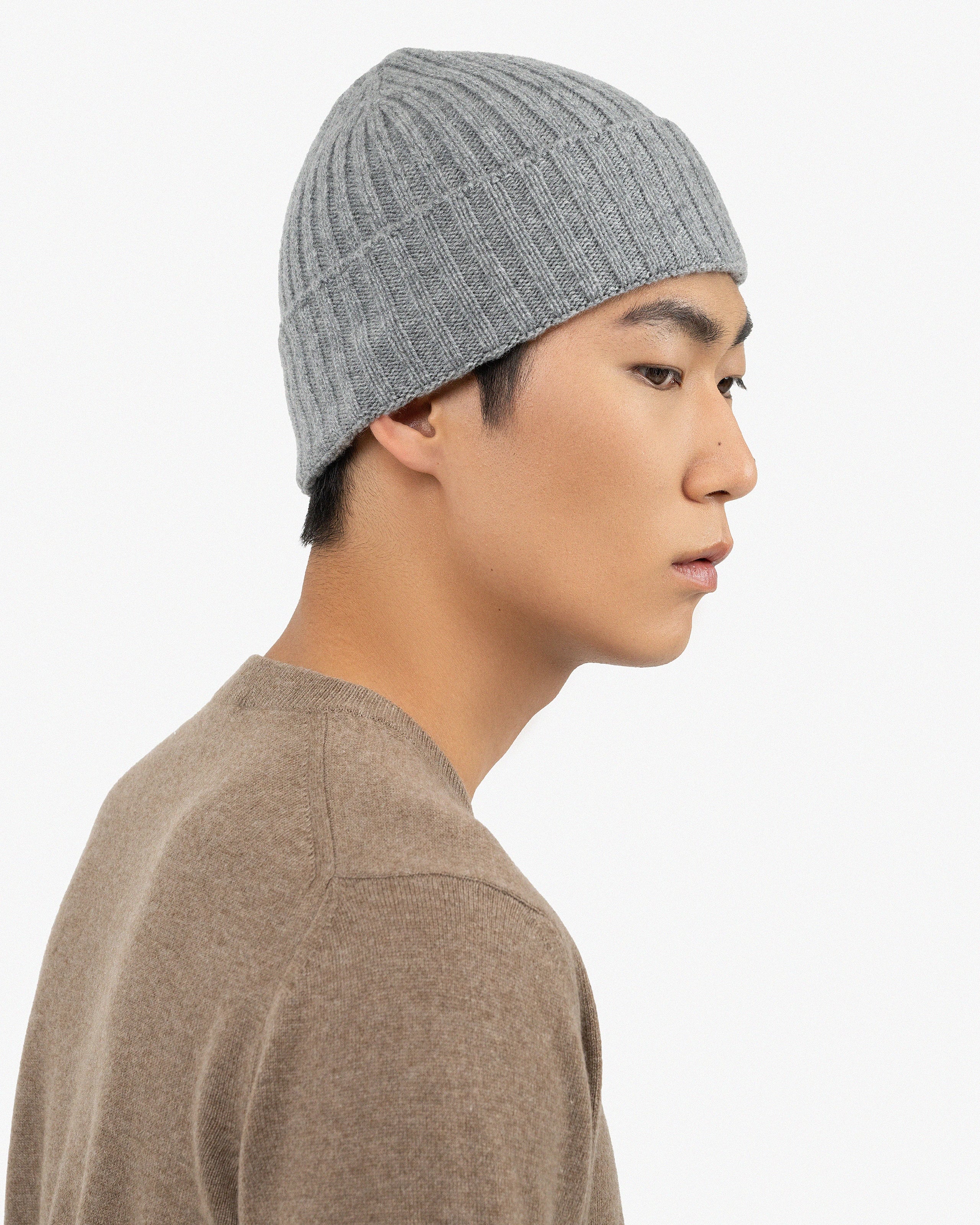 Men's Ribbed Hat - Medium Grey Cashmere