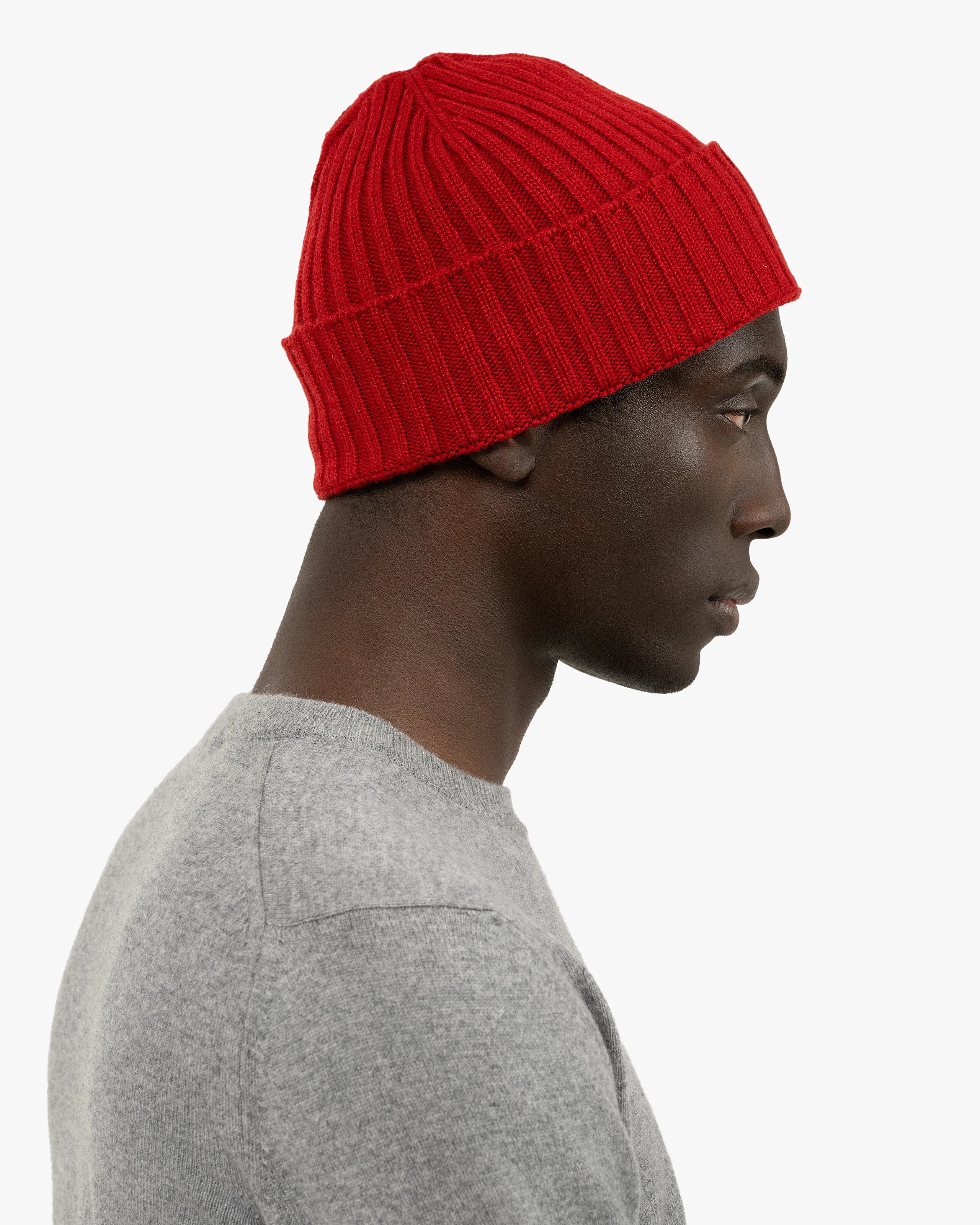 Men's Ribbed Hat - Red Cashmere