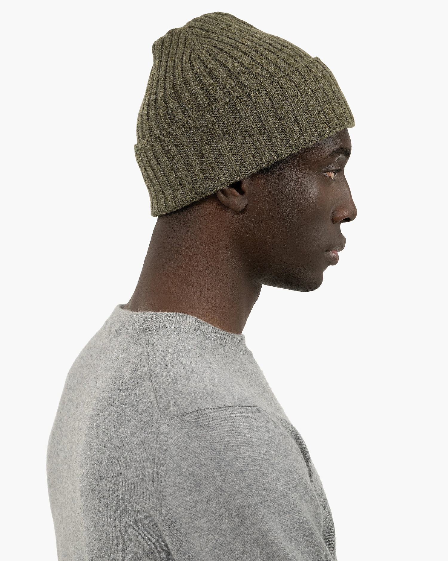 Men's Ribbed Hat - Green Cashmere