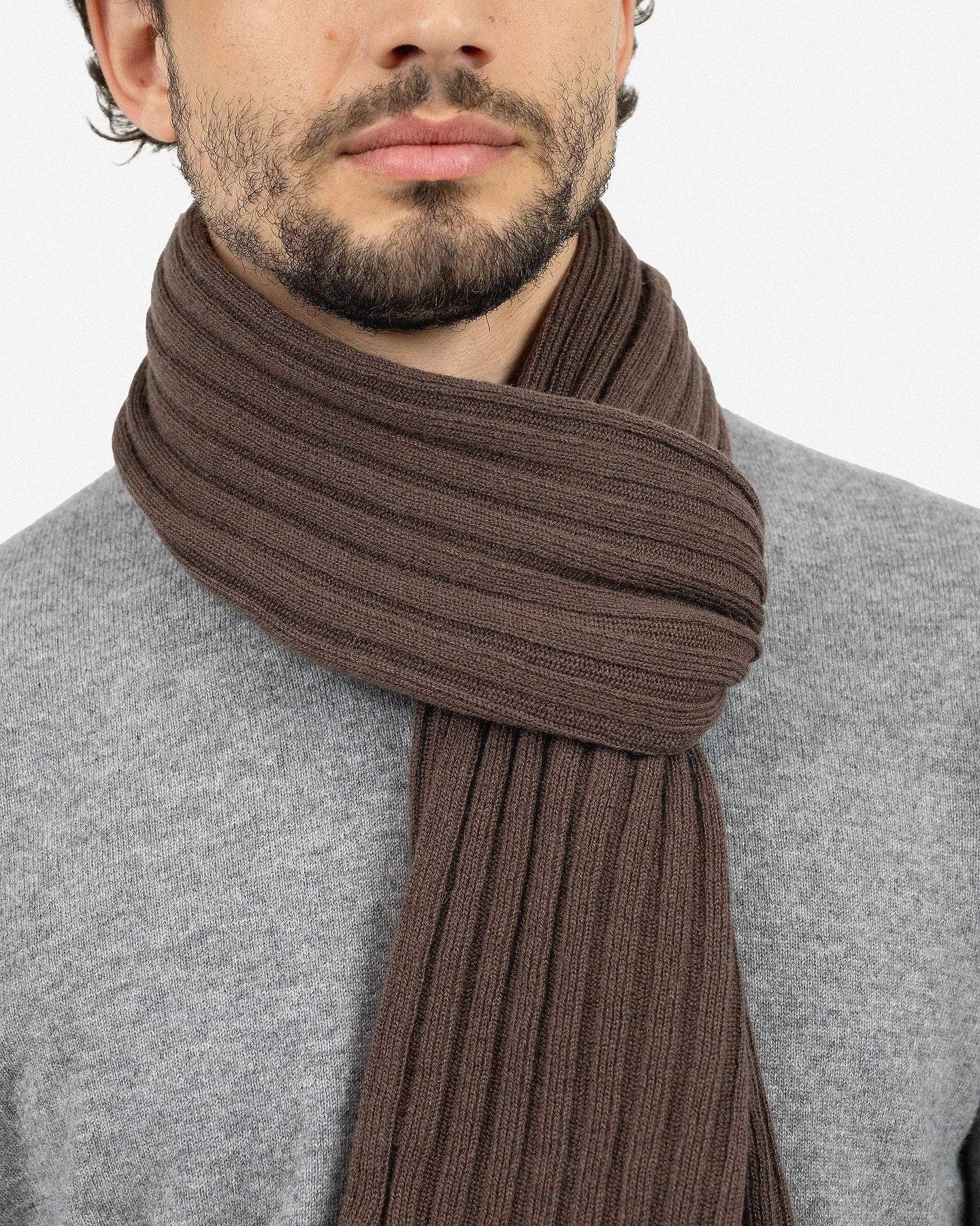 Sciarpa in seta e cashmere beige e marrone Sciarpa in seta e cashmere beige e marrone