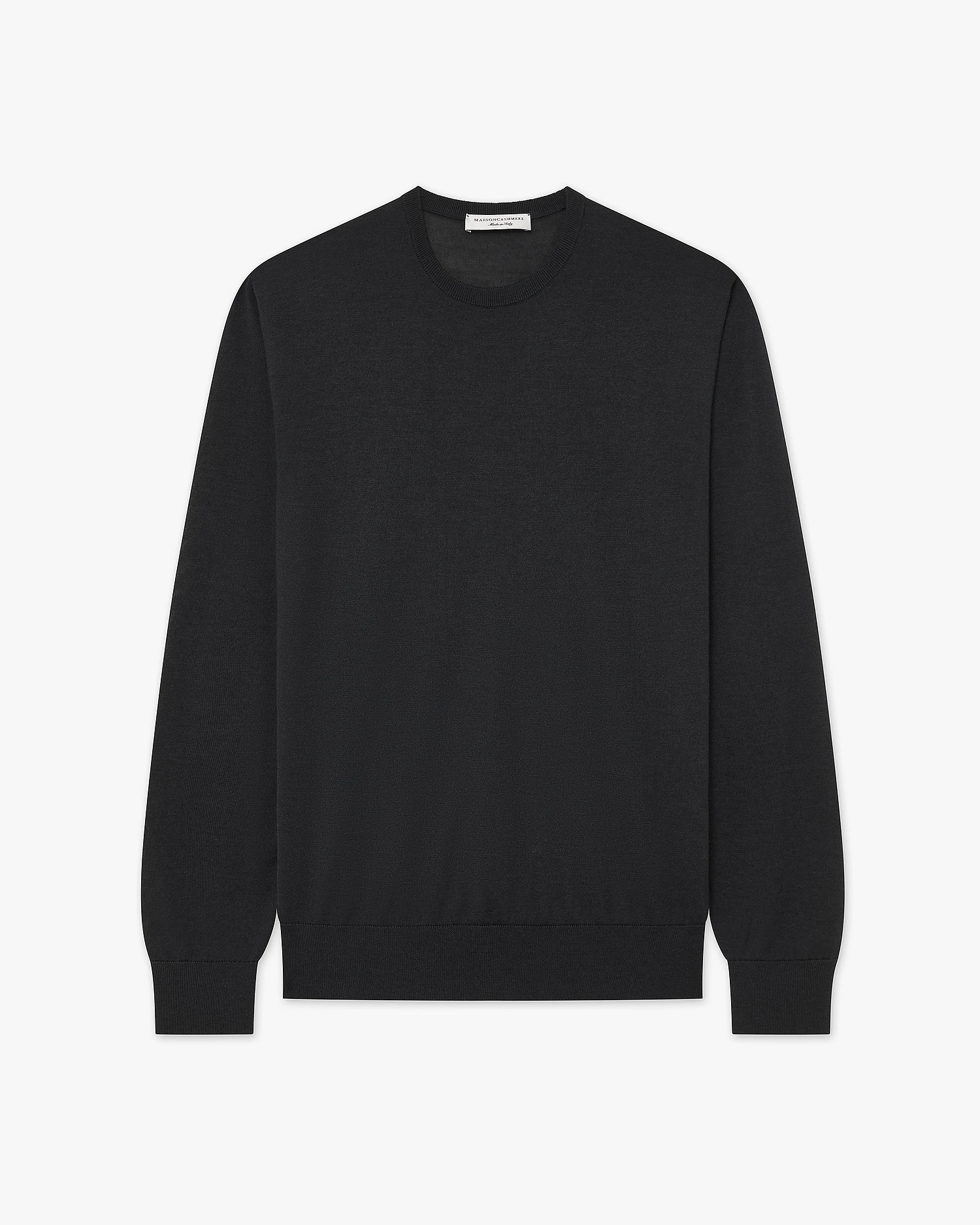 Men's Ritz Crew Neck Sweater - Black Cashmere / Seta