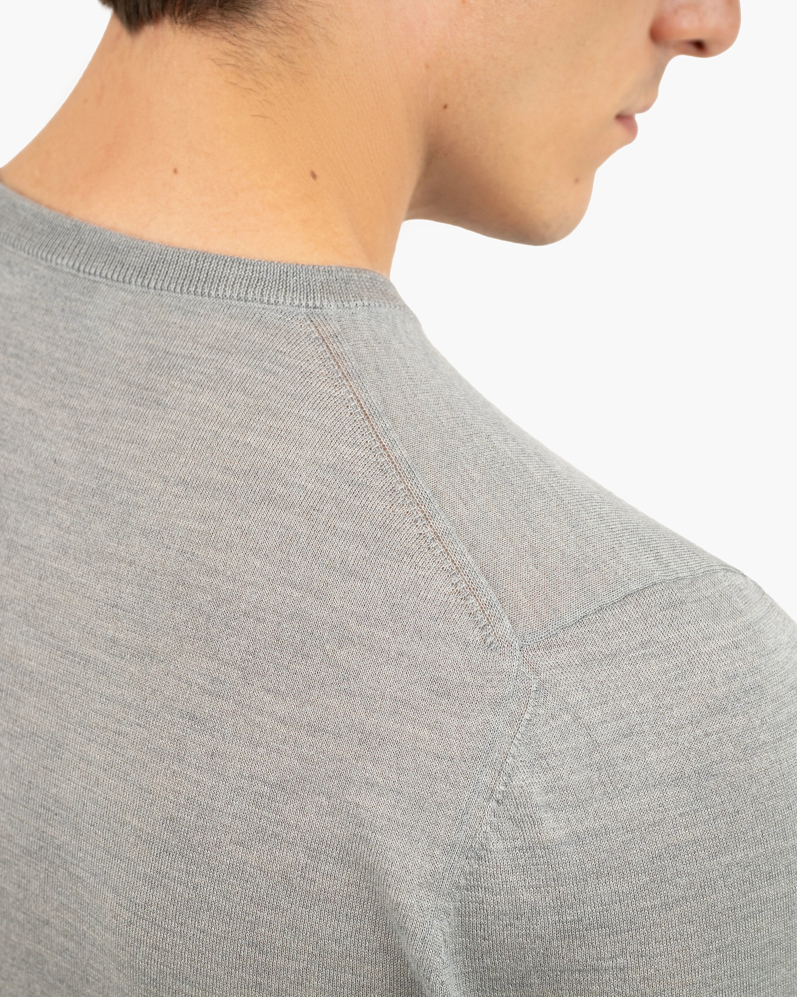 Men's Ritz Crew Neck Sweater - Grey Cashmere / Seta
