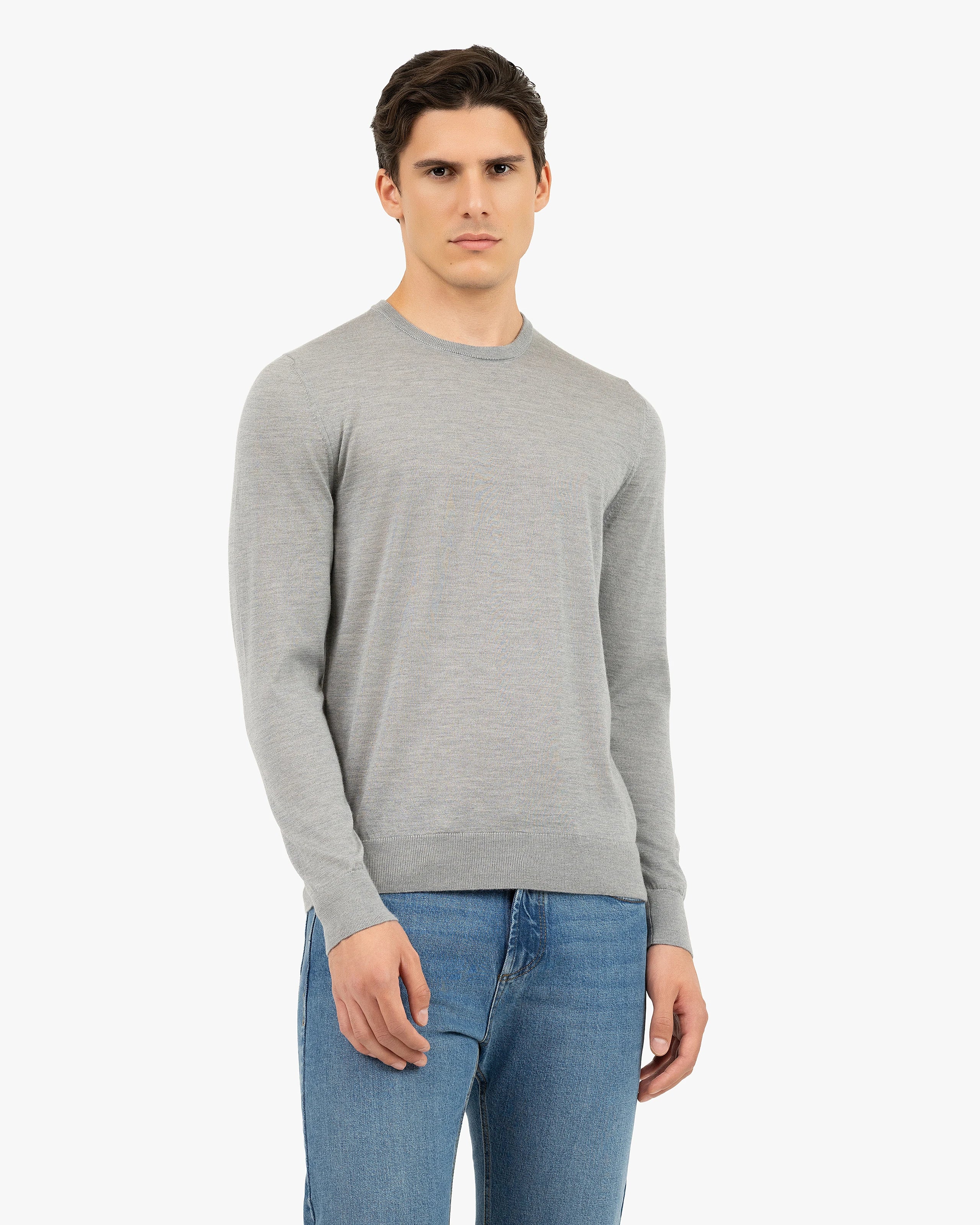 Men's Ritz Crew Neck Sweater - Grey Cashmere / Seta