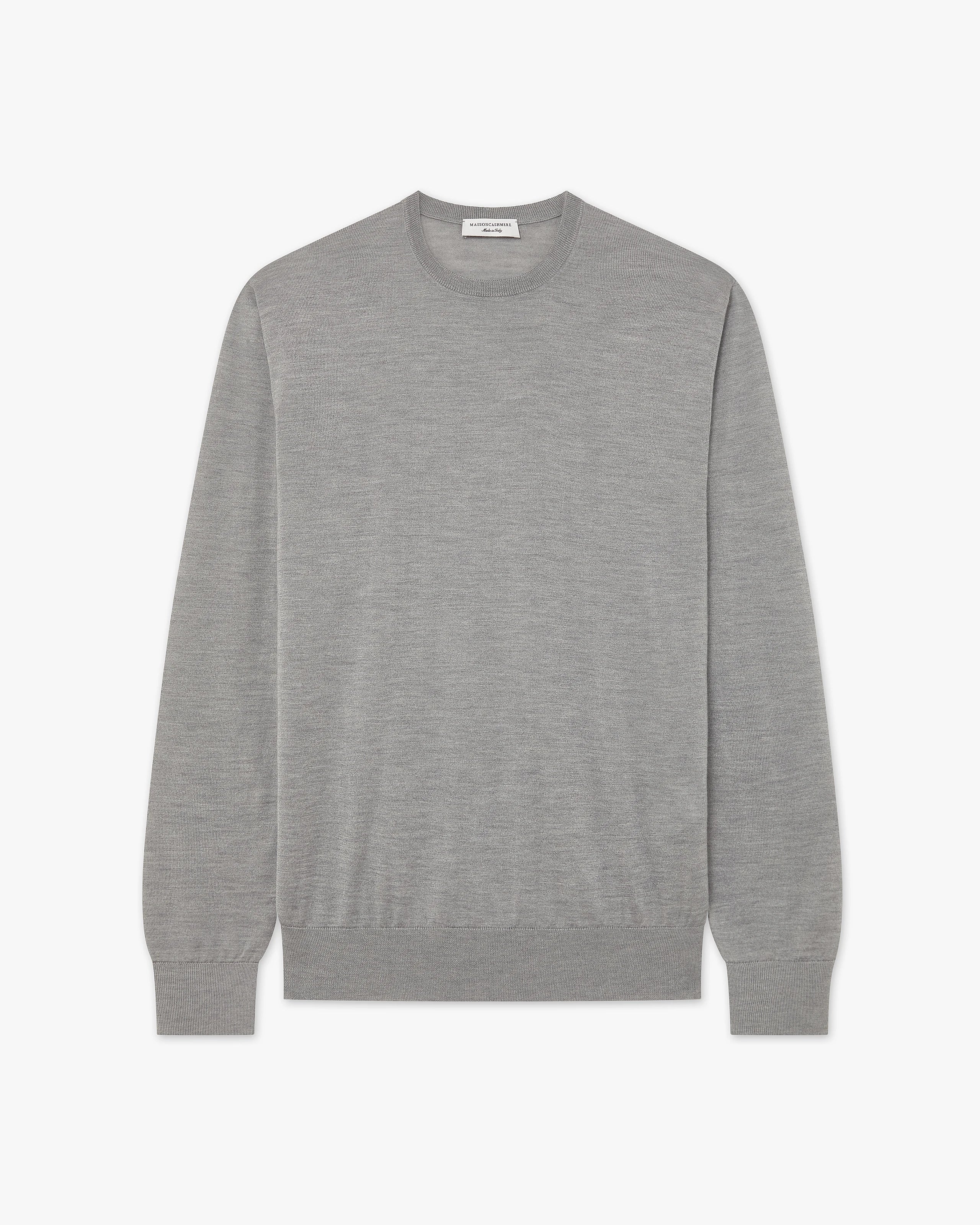 Men's Ritz Crew Neck Sweater - Grey Cashmere / Seta