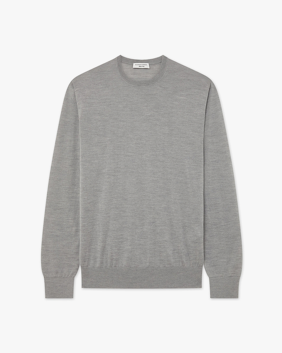 Men's Ritz Crew Neck Sweater - Grey Cashmere / Seta