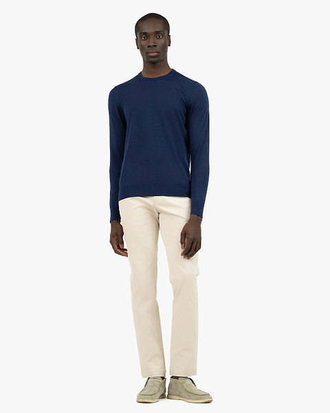 Men's Ritz Crew Neck Sweater - Blue Cashmere / Seta