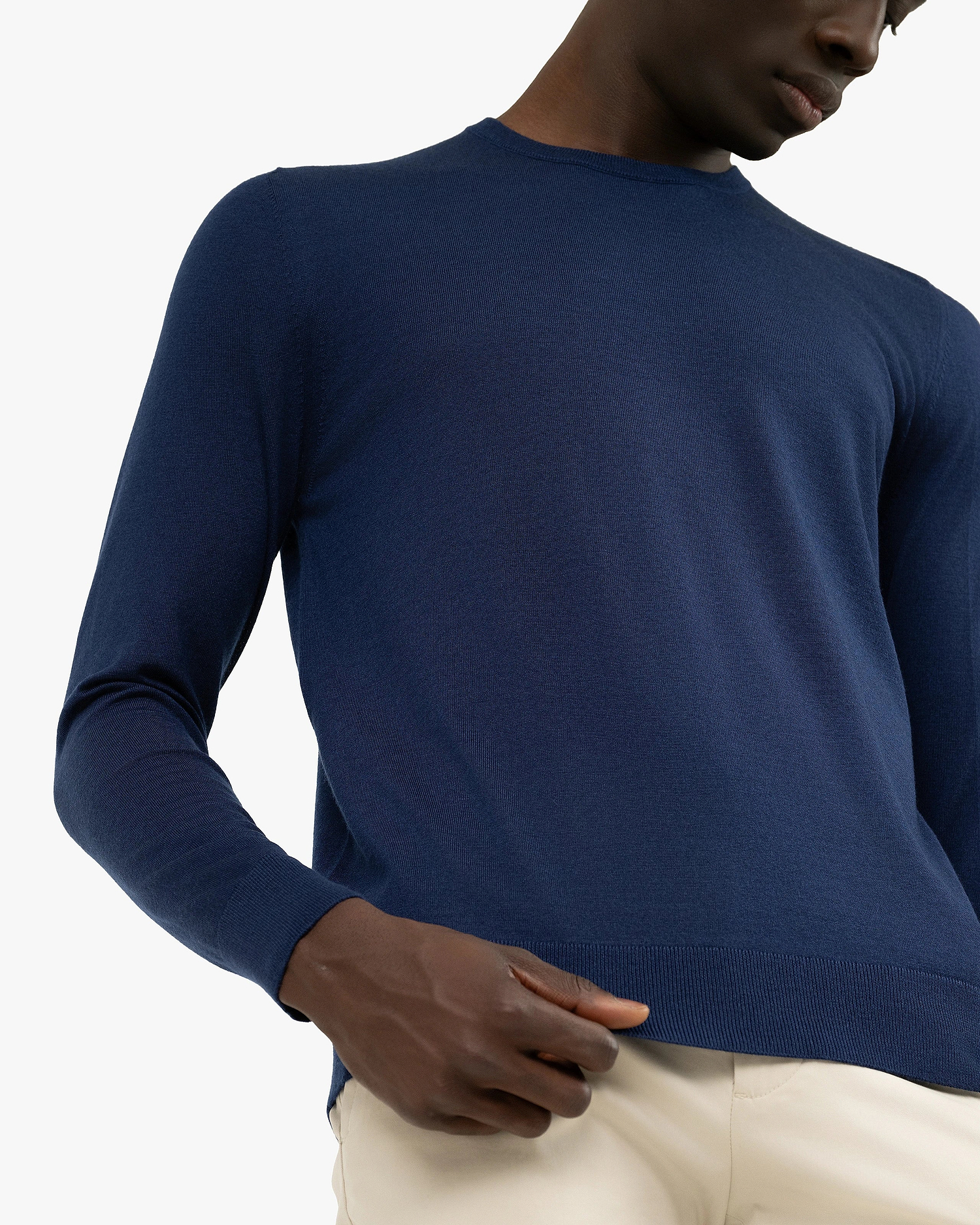 Men's Ritz Crew Neck Sweater - Blue Cashmere / Seta