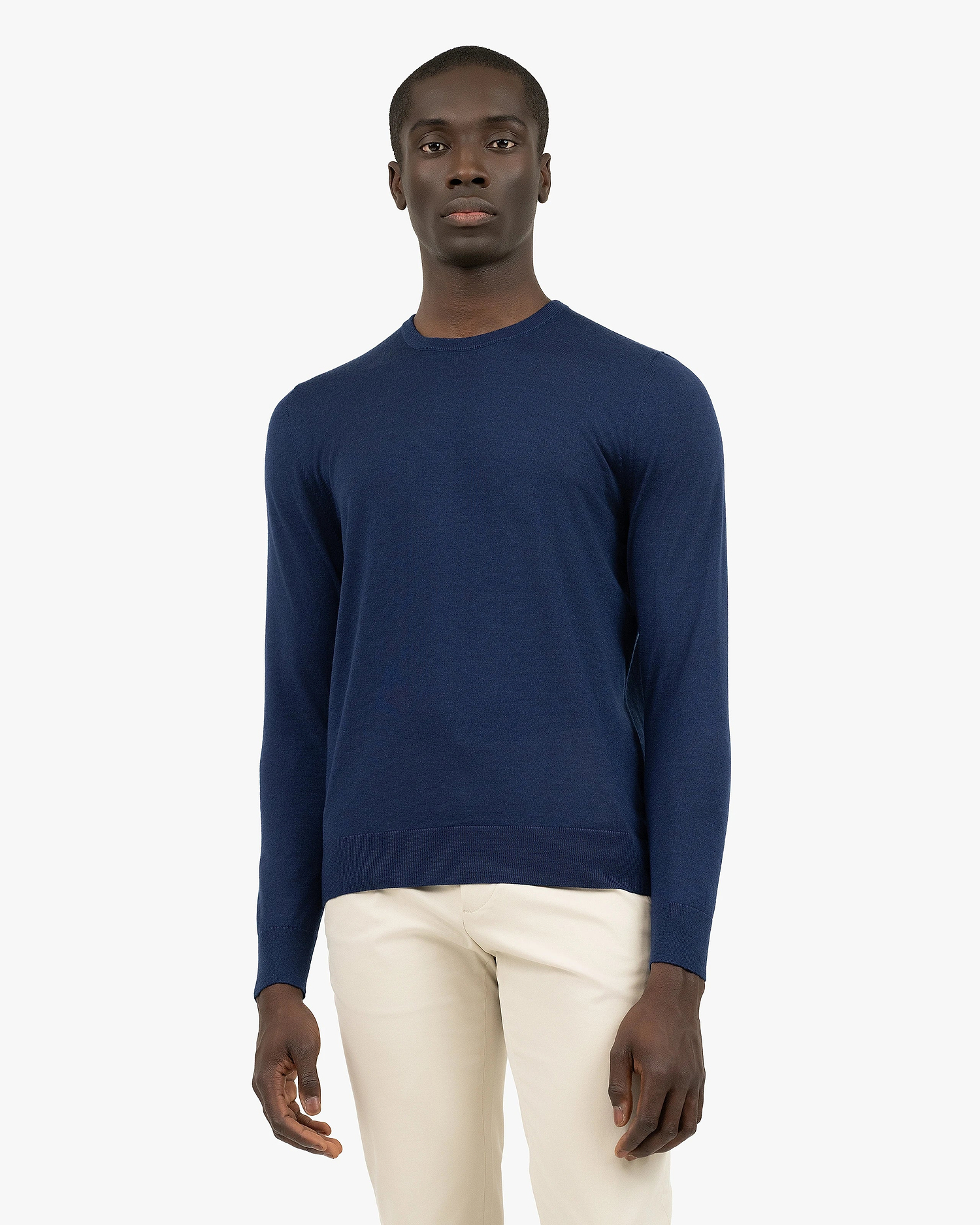 Men's Ritz Crew Neck Sweater - Blue Cashmere / Seta