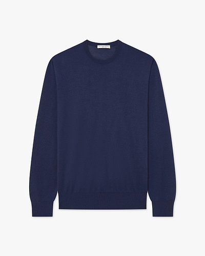 Men's Ritz Crew Neck Sweater - Blue Cashmere / Seta