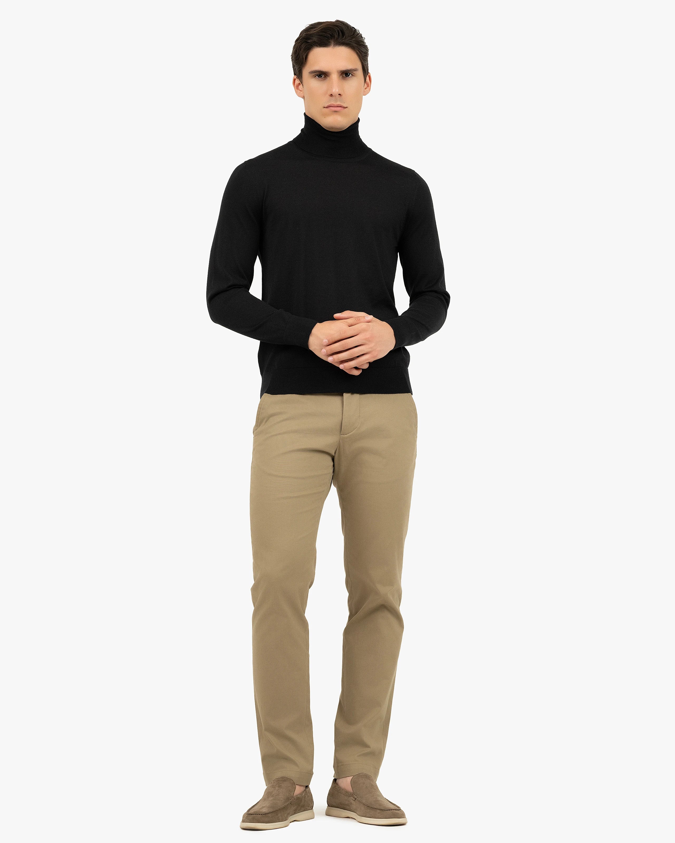 Men's Ritz Turtleneck Sweater - Black Cashmere / Seta