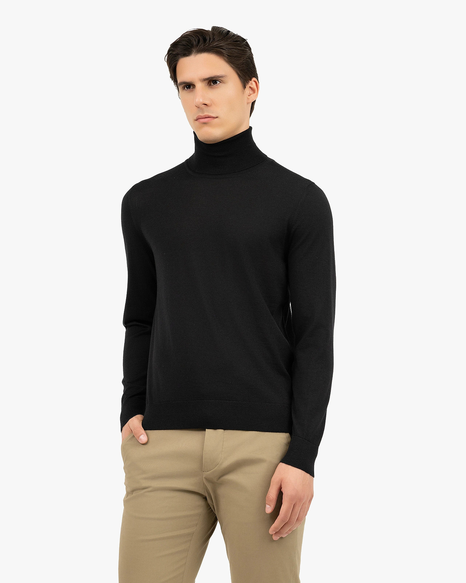 Men's Ritz Turtleneck Sweater - Black Cashmere / Seta