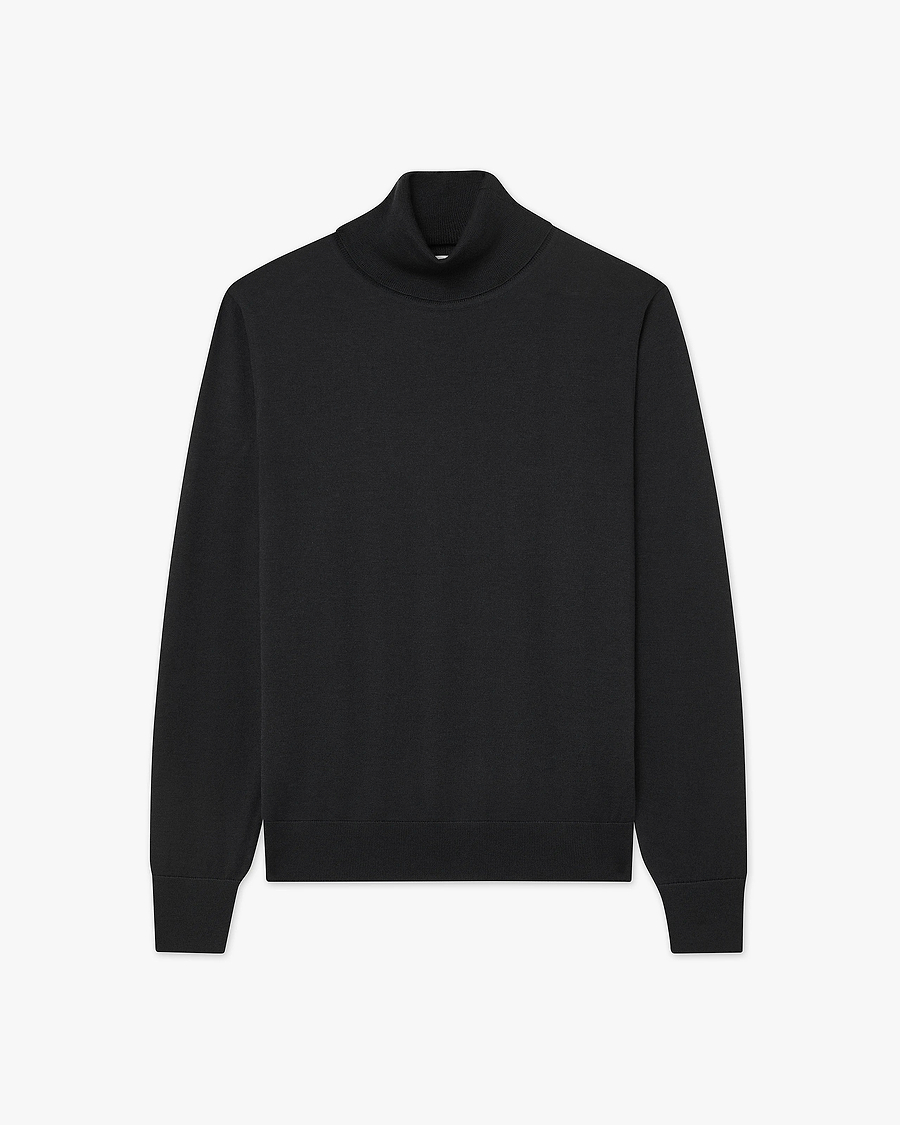 Men's Ritz Turtleneck Sweater - Black Cashmere / Seta