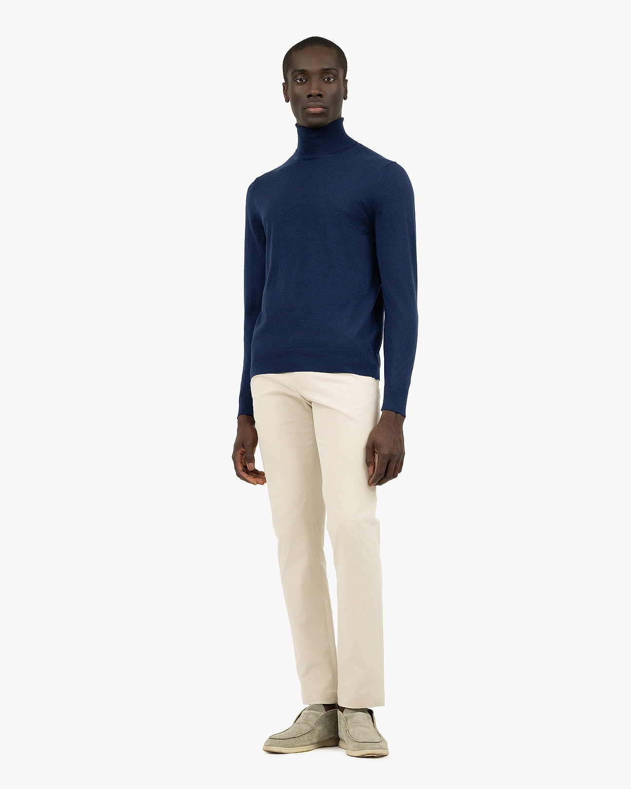 Men's Ritz Cashmere-Silk Roll Neck Jumper - Blue | MaisonCashmere