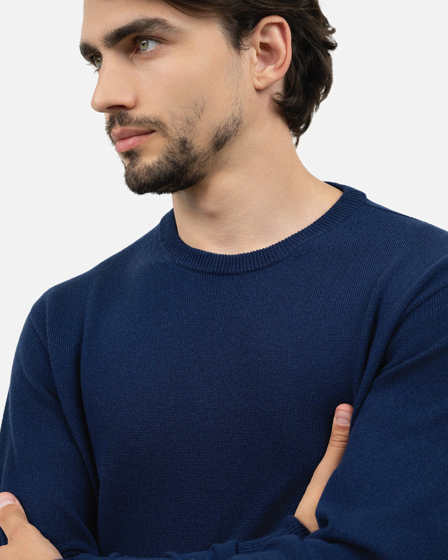 Men's Saxon Crew Neck Sweater - Blue Merino