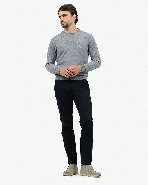 Men's Saxon Crew Neck Sweater - Medium Grey Merino
