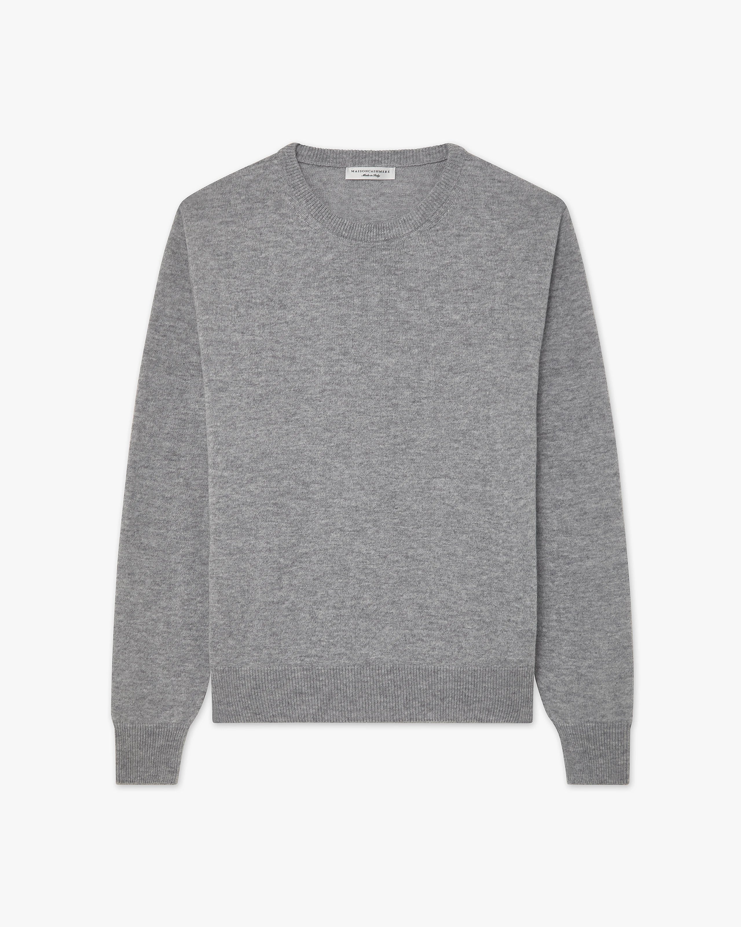 Men's Saxon Crew Neck Sweater - Medium Grey Merino
