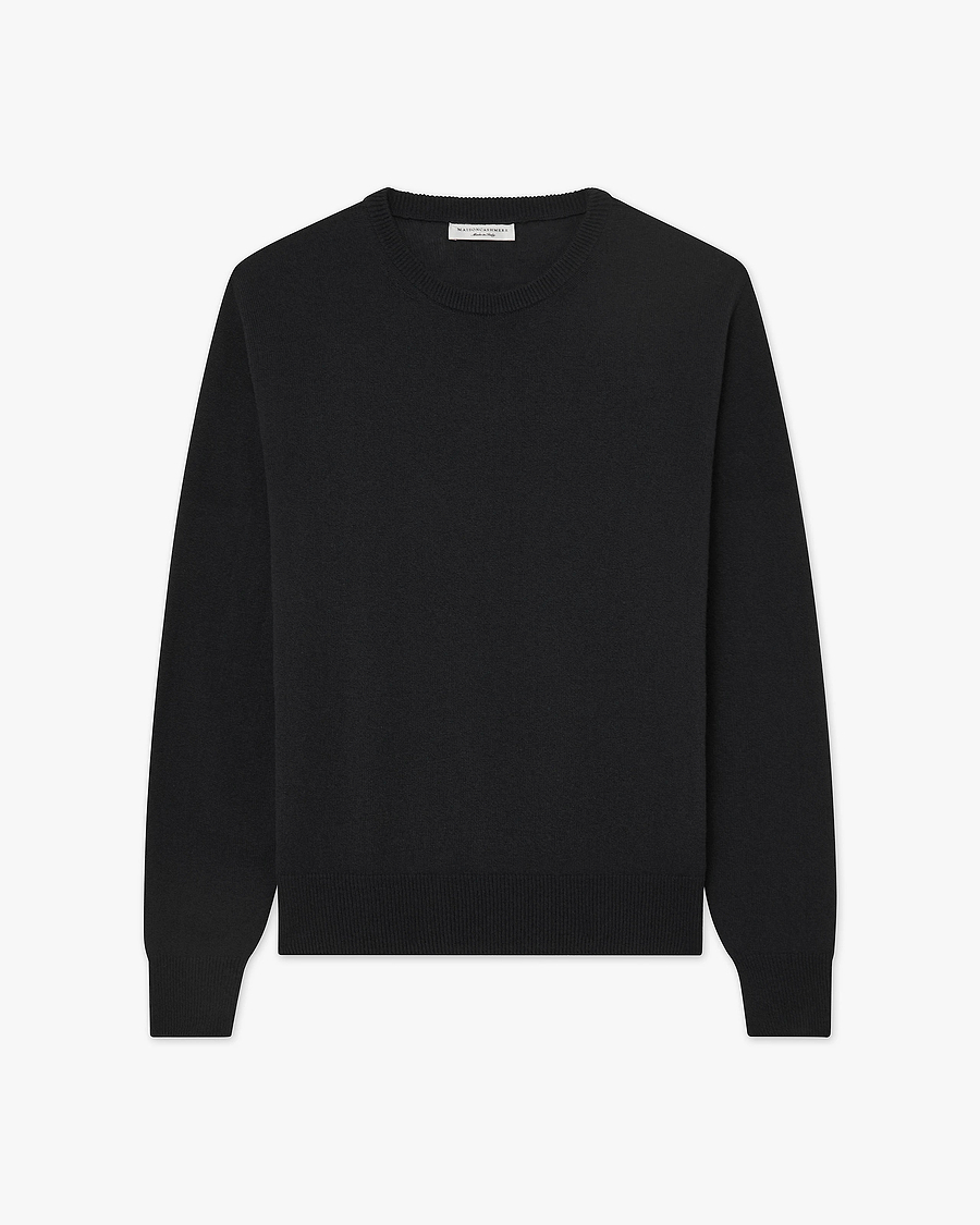 Men's Saxon Crew Neck Sweater - Black Merino