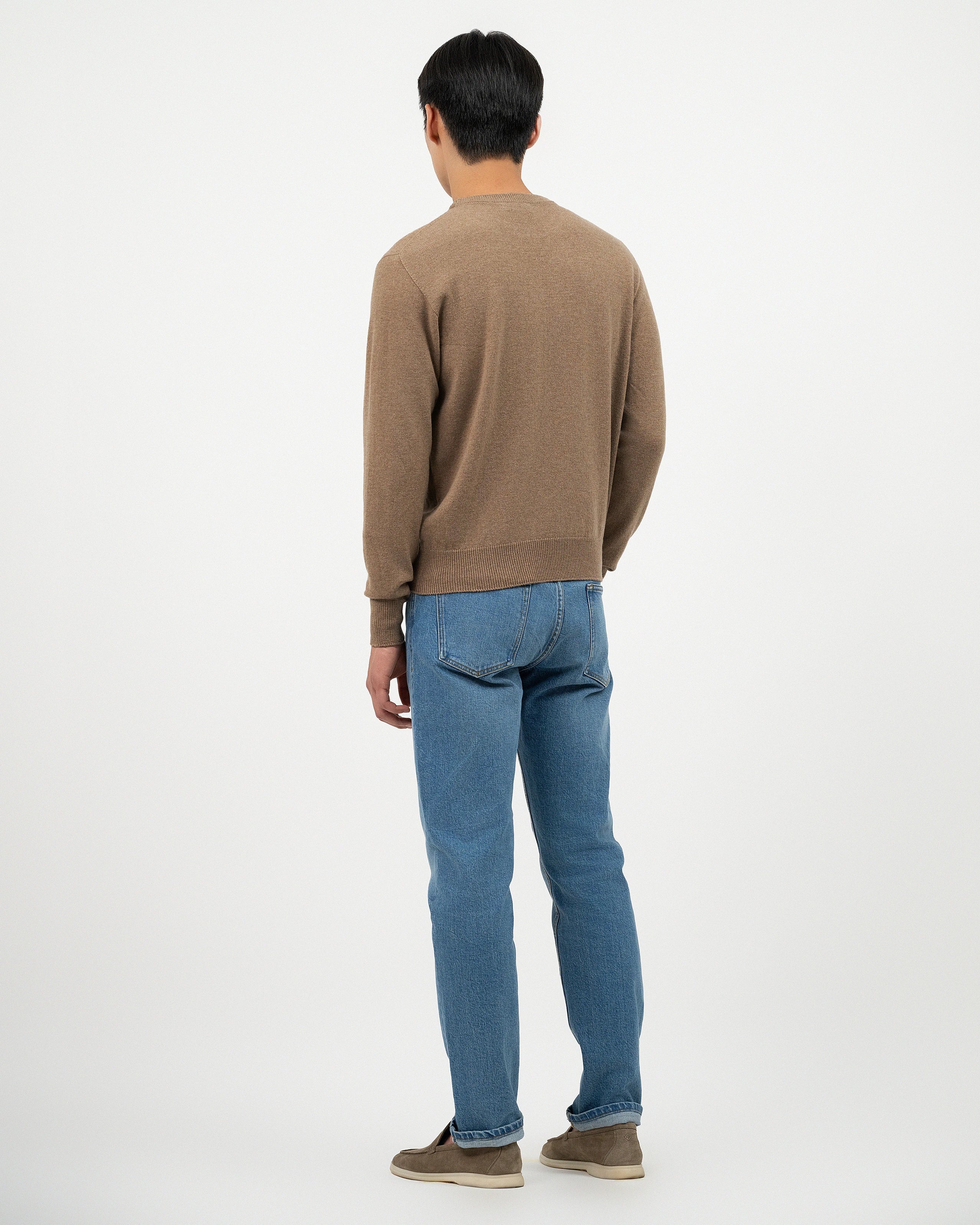 Men's Saxon Crew Neck Sweater - Hazelnut Merino