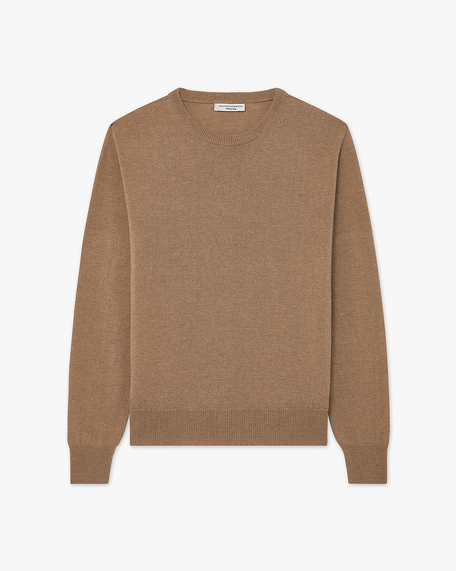 Men's Saxon Crew Neck Sweater - Hazelnut Merino