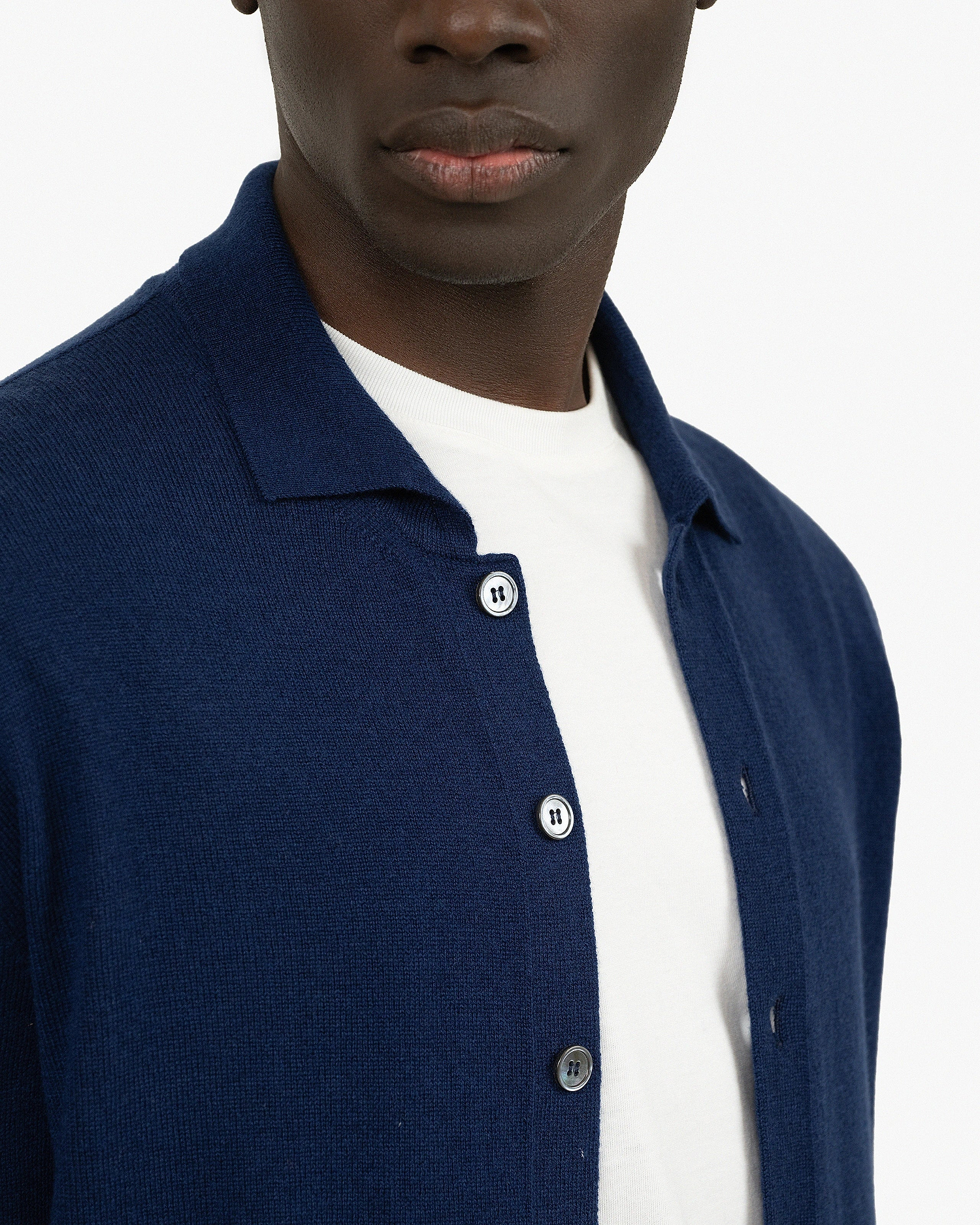 Men's Saxon Knit Shirt - Blue Merino