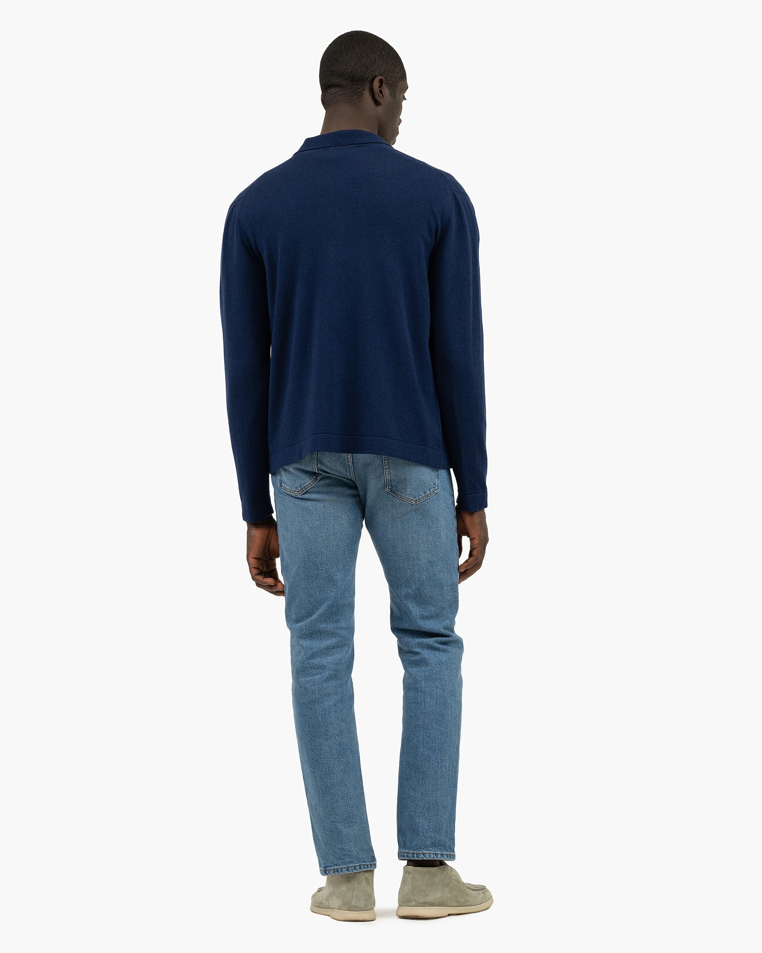 Men's Saxon Knit Shirt - Blue Merino