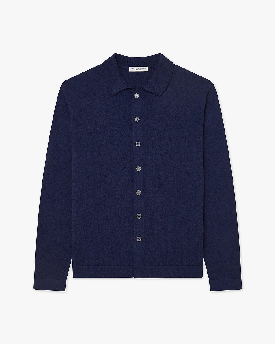 Men's Saxon Knit Shirt - Blue Merino