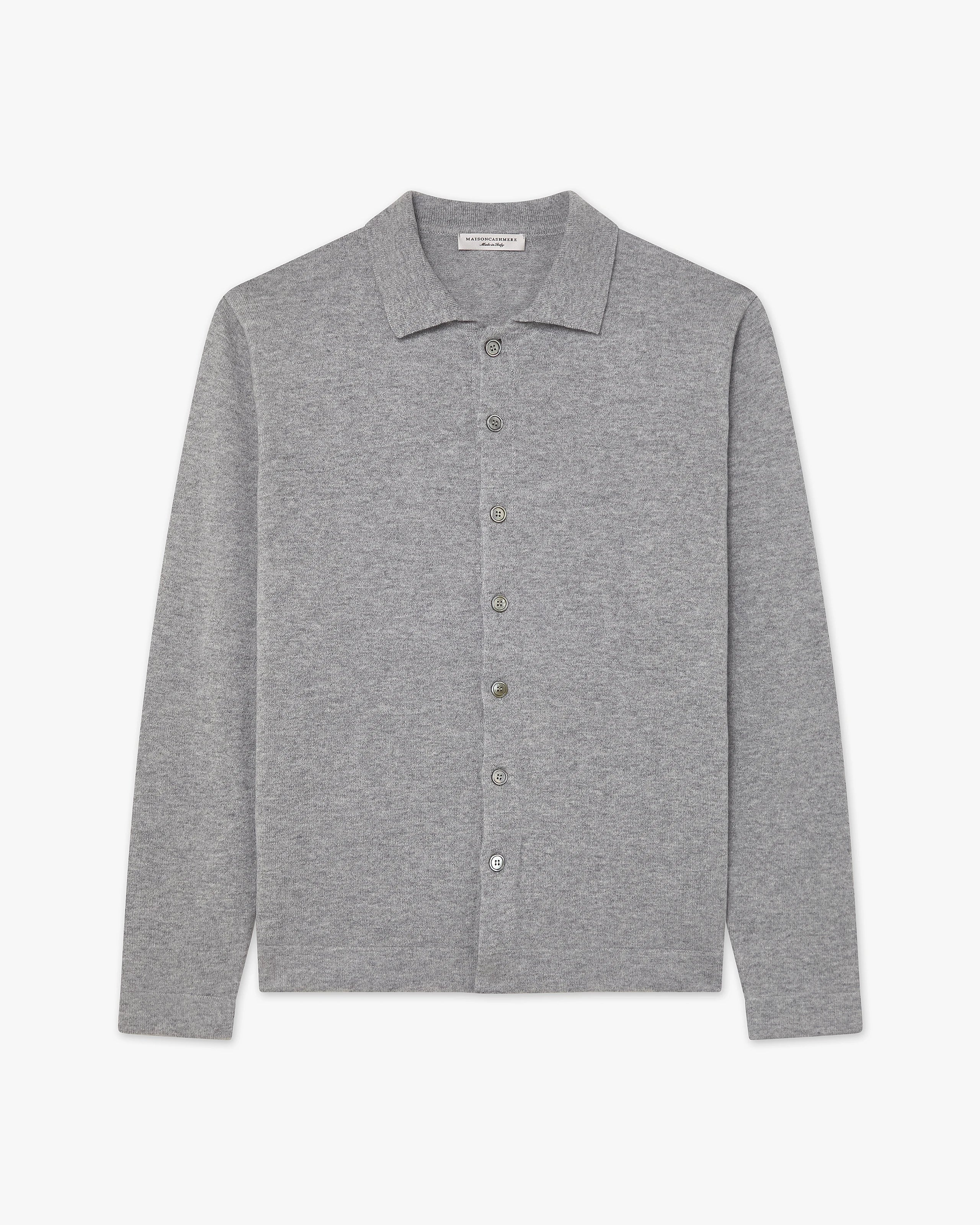 Men's Saxon Knit Shirt - Medium Grey Merino
