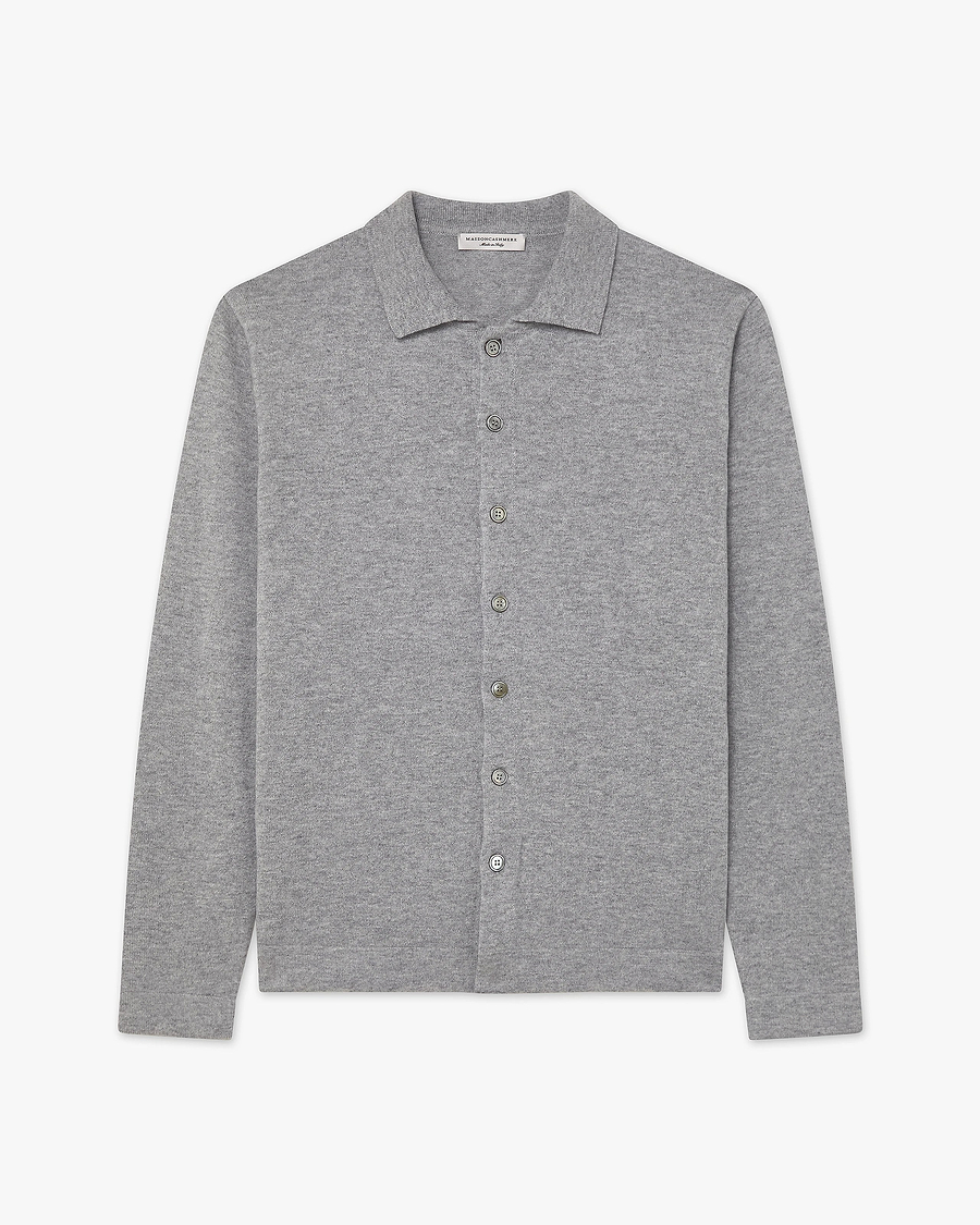 Men's Saxon Knit Shirt - Medium Grey Merino