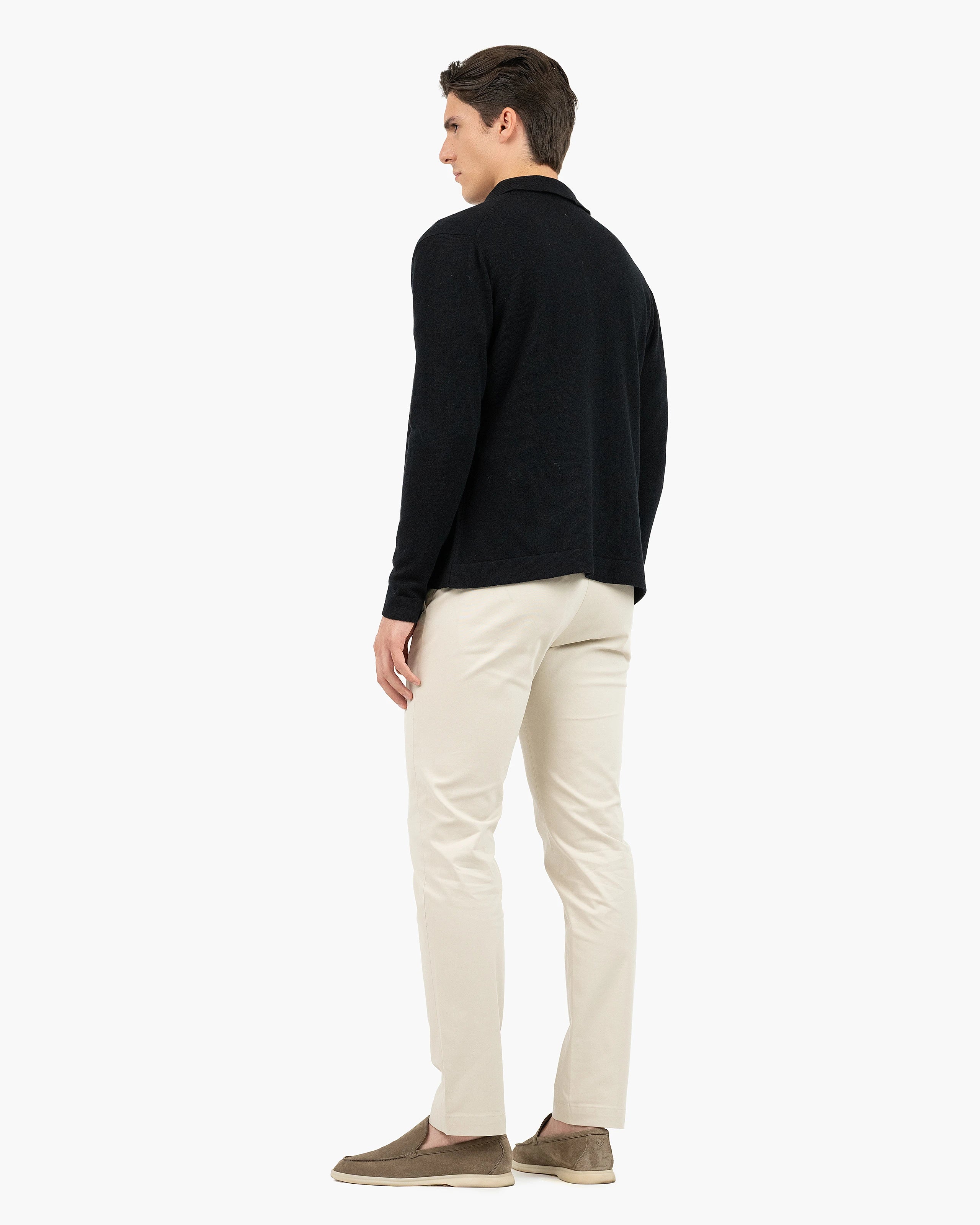 Men's Saxon Knit Shirt - Black Merino