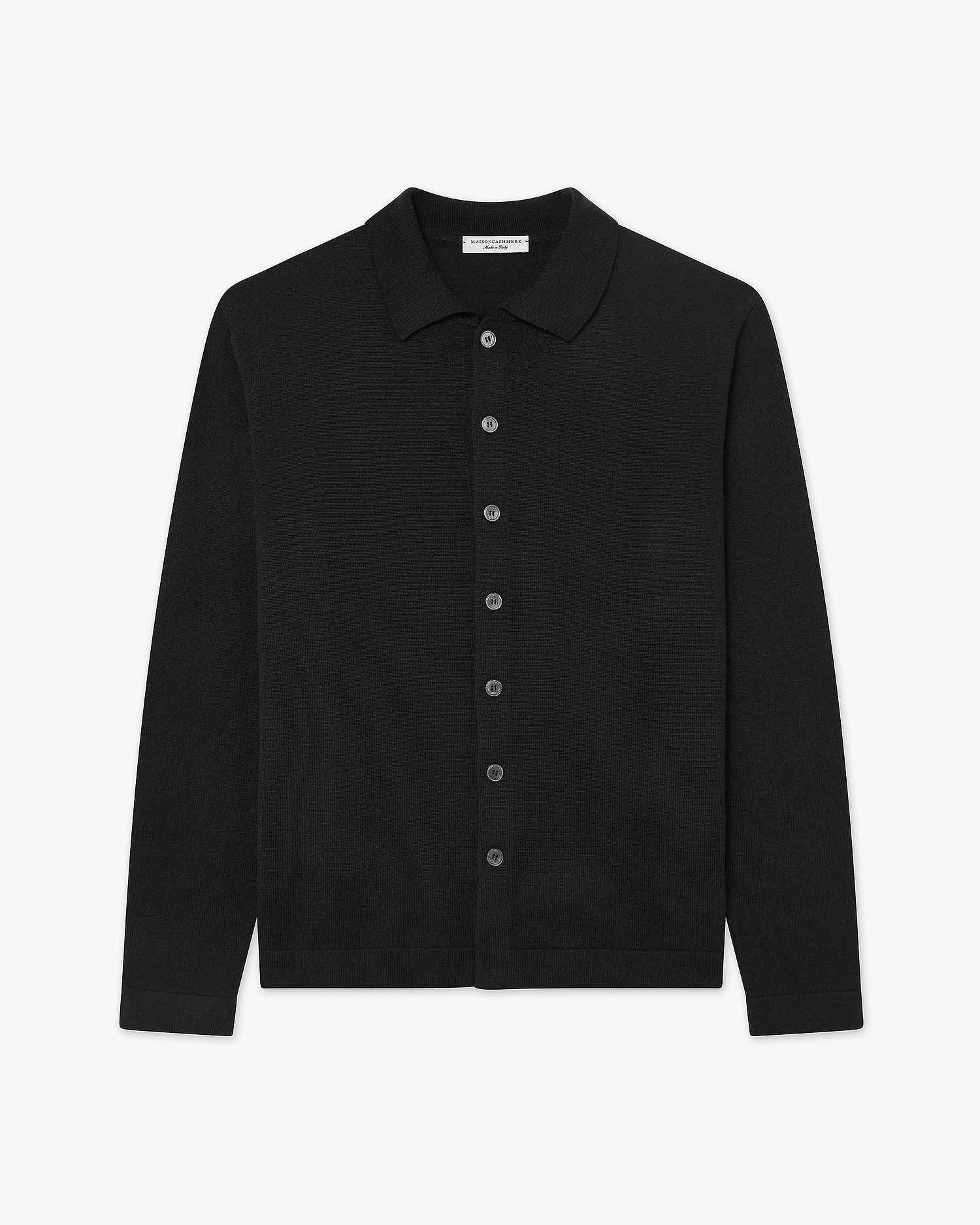 Men's Saxon Knit Shirt - Black Merino