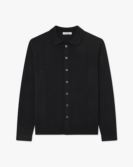 Men's Saxon Knit Shirt - Black Merino