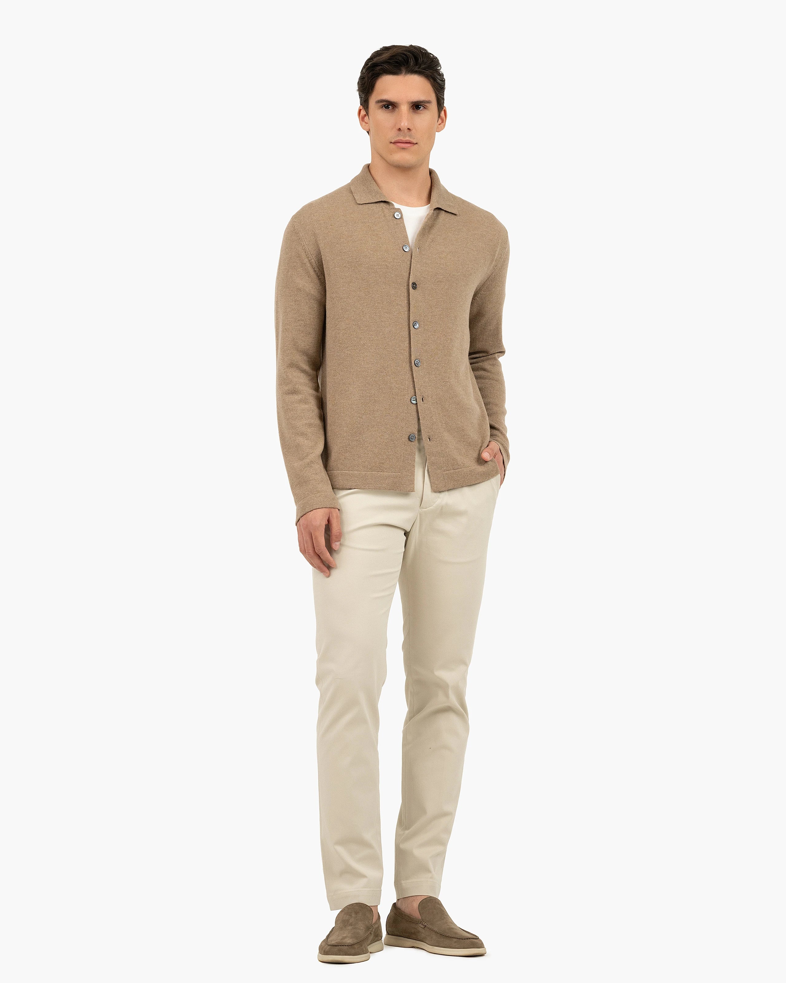 Men's Saxon Knit Shirt - Hazelnut Merino