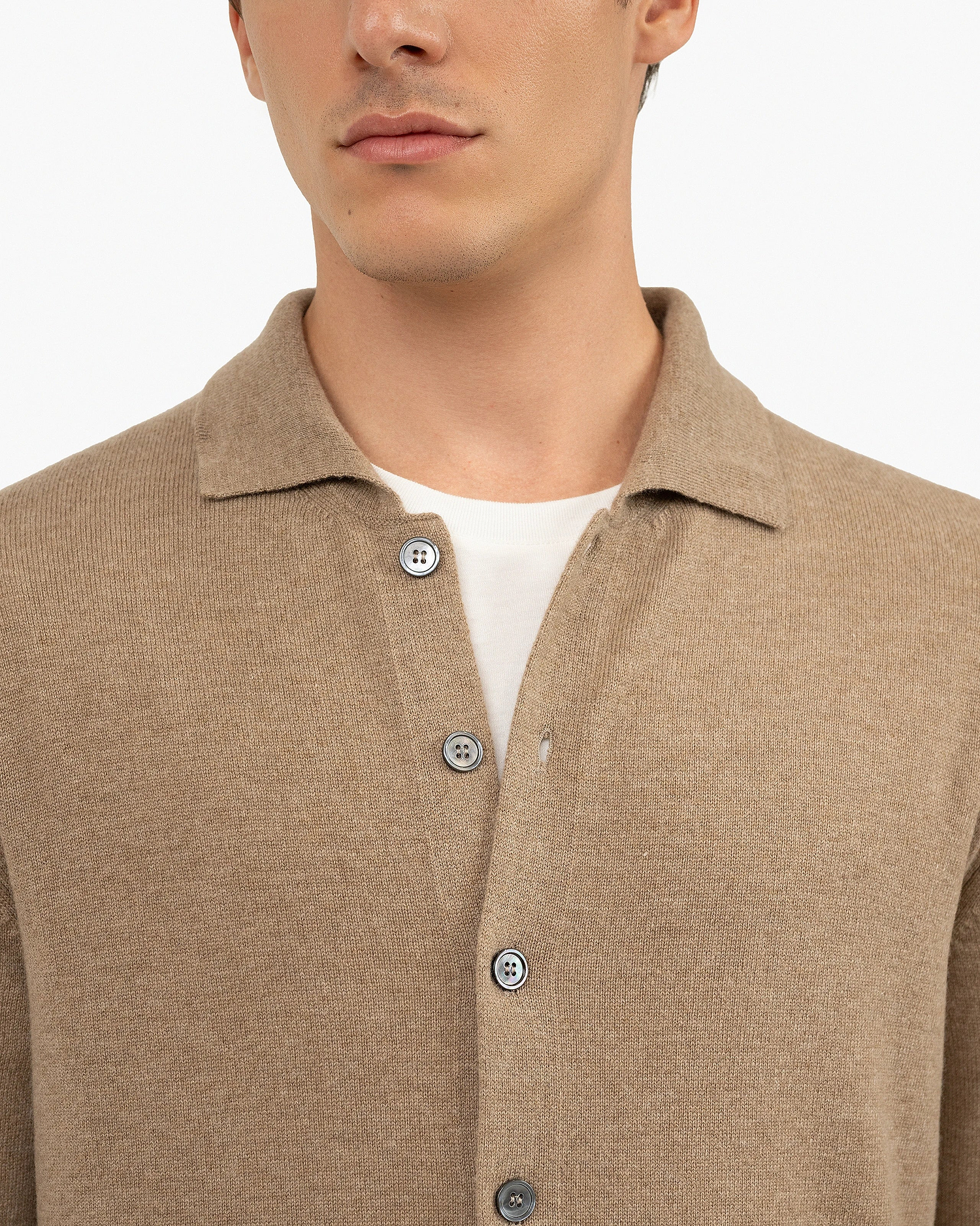 Men's Saxon Knit Shirt - Hazelnut Merino