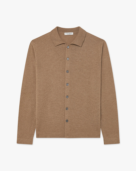 Men's Saxon Knit Shirt - Hazelnut Merino