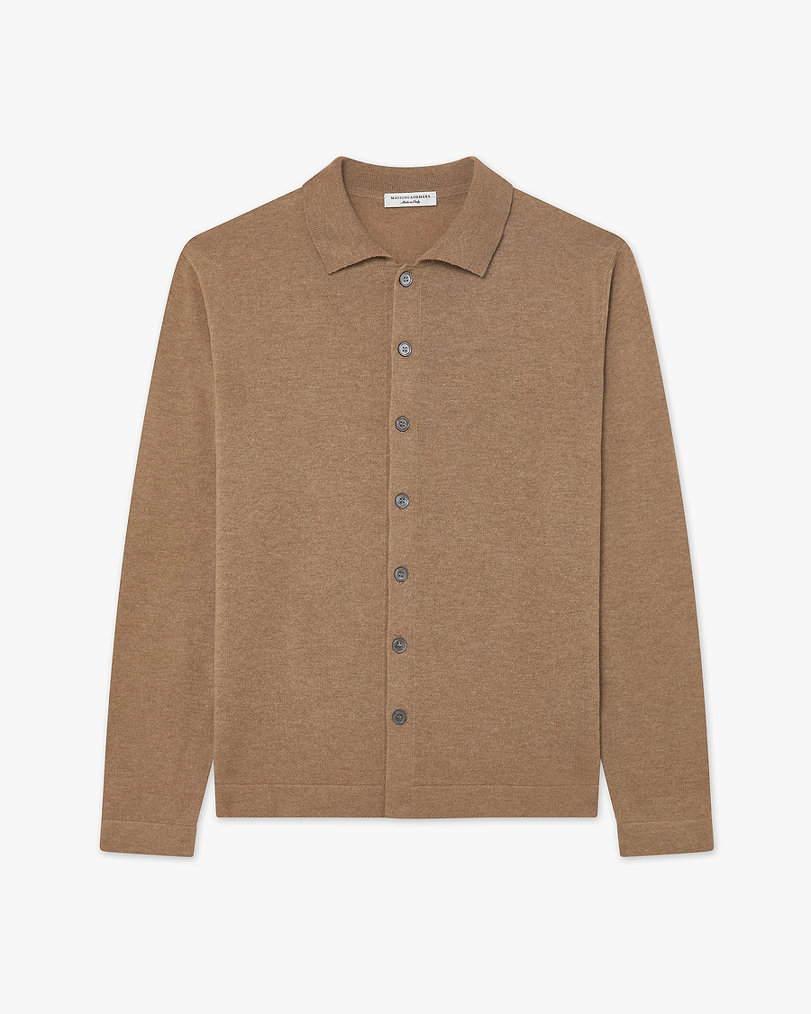 Men's Saxon Knit Shirt - Hazelnut Merino