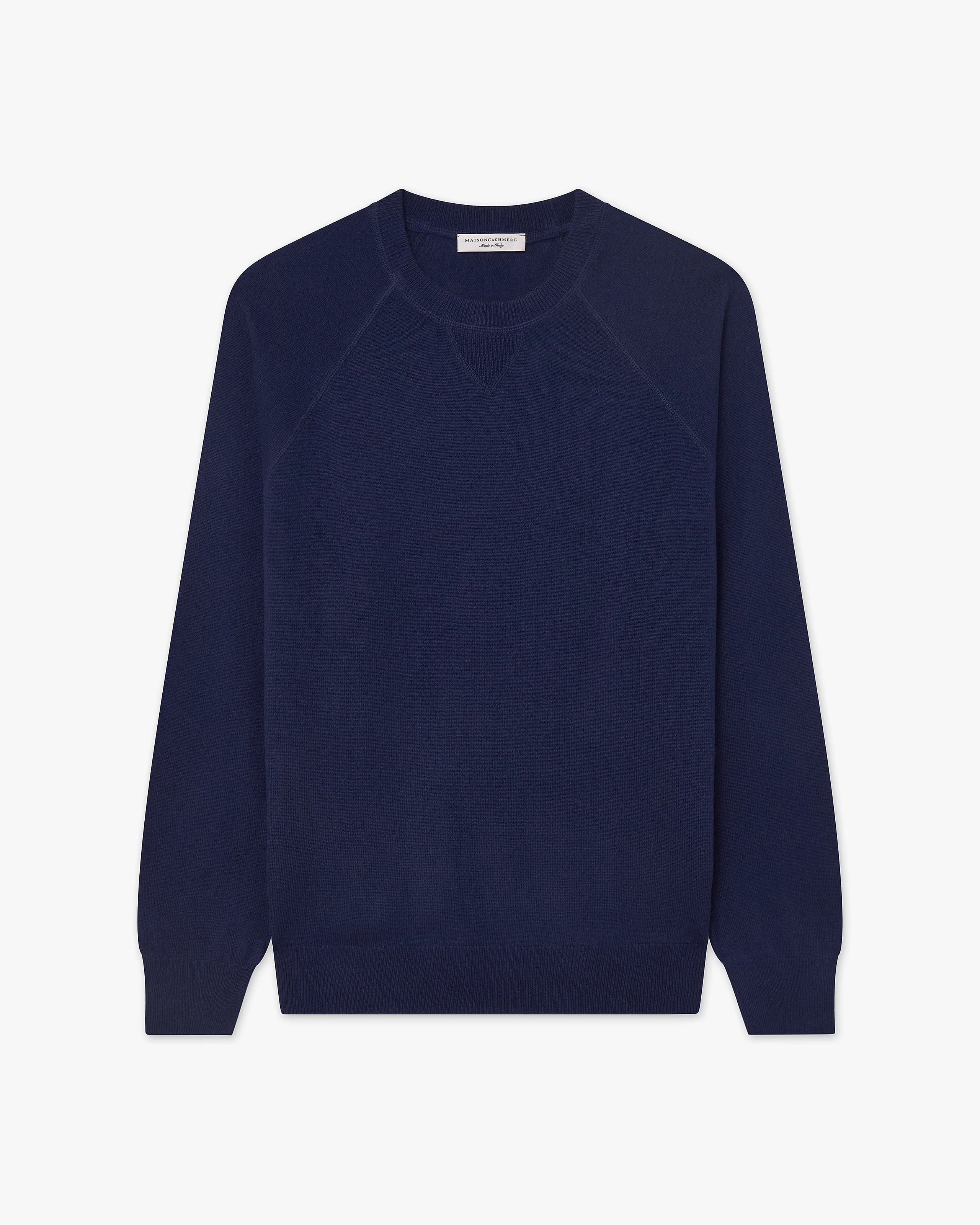 Men's Saxon Raglan Crew Neck Sweater - Blue Merino